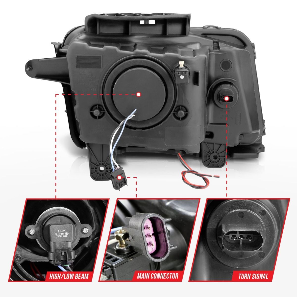 2010-2013 Chevrolet Camaro Anzo Projector Headlights W/ Halo Black (SMD LED)
