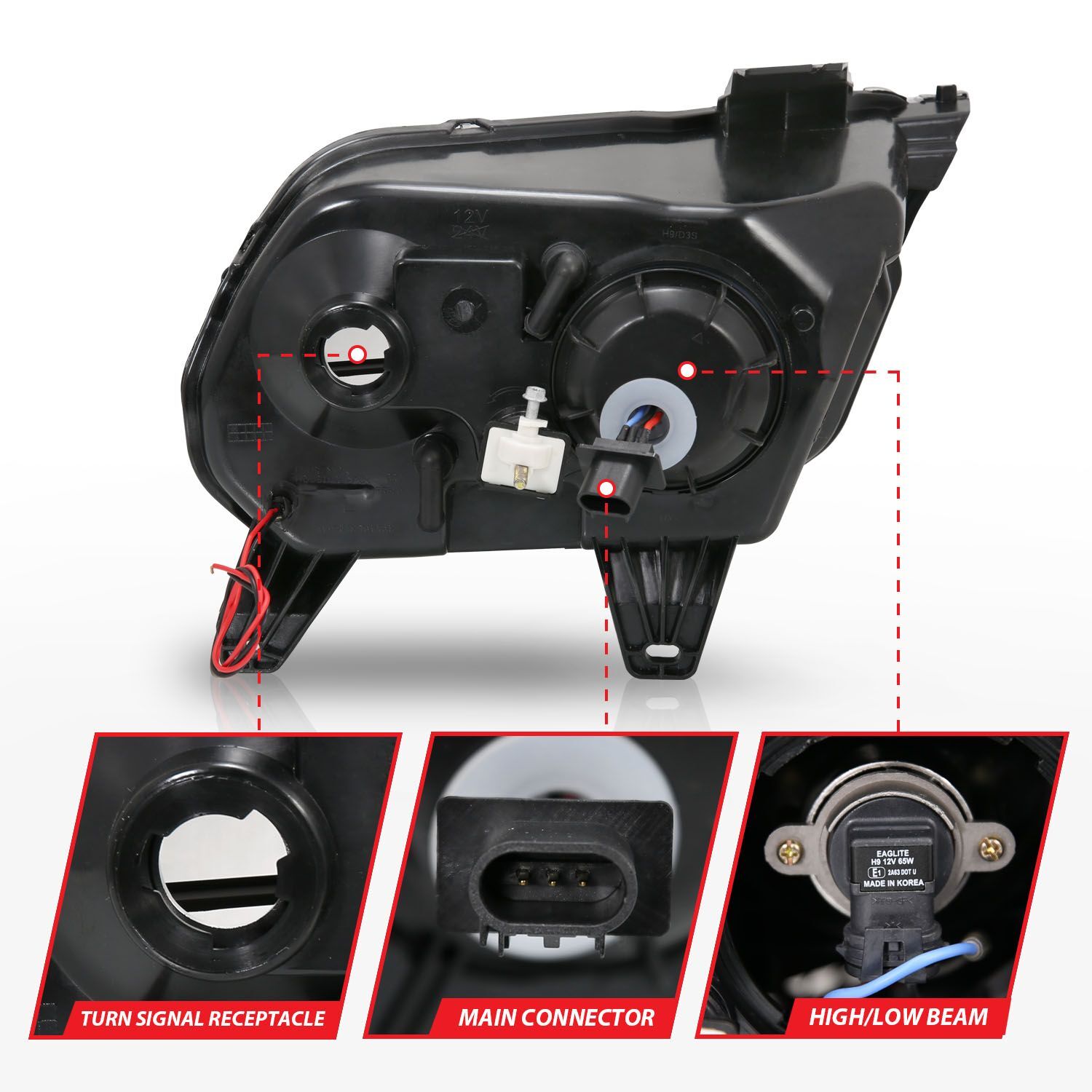 2010-2014 Ford Mustang Anzo Projector Headlights W/ Halo Black (SMD LED)