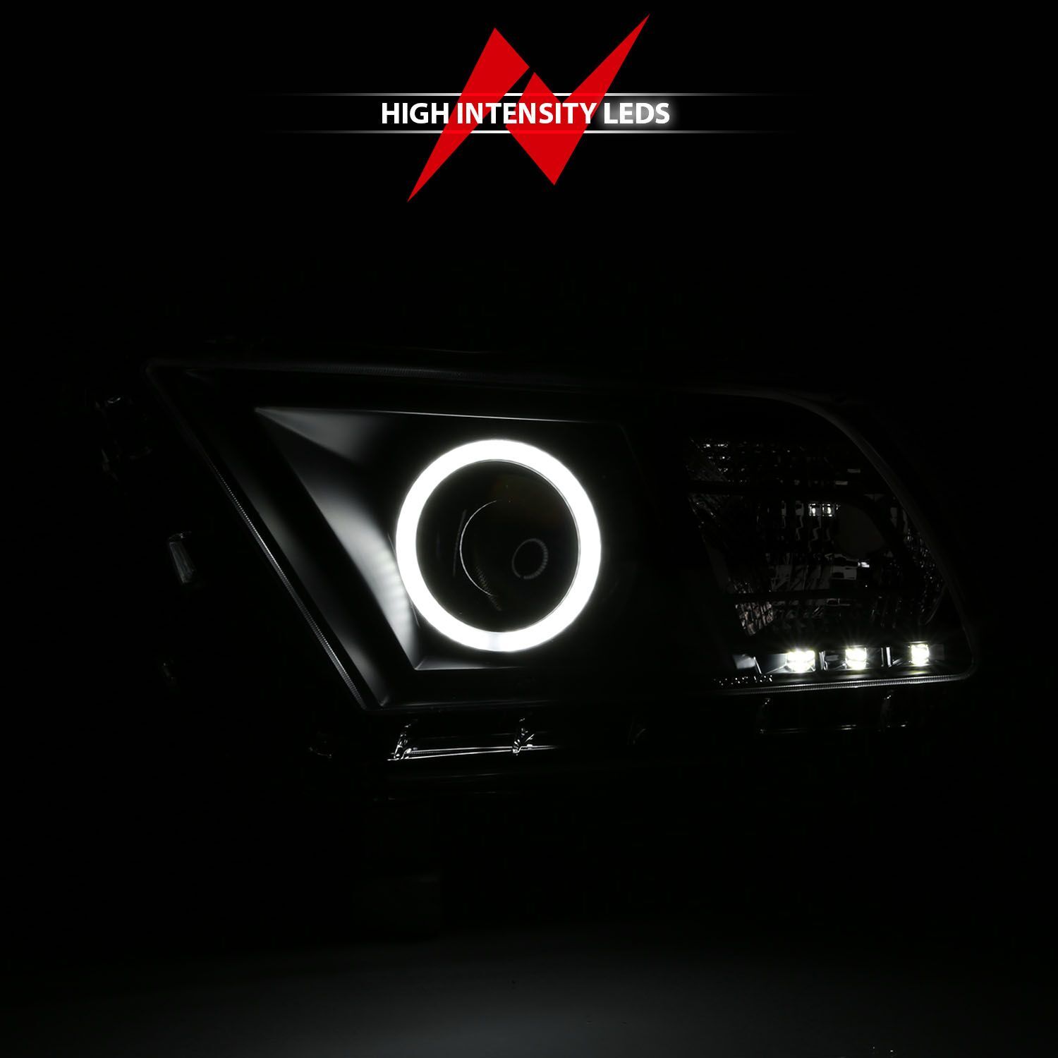 2010-2014 Ford Mustang Anzo Projector Headlights W/ Halo Black (SMD LED)