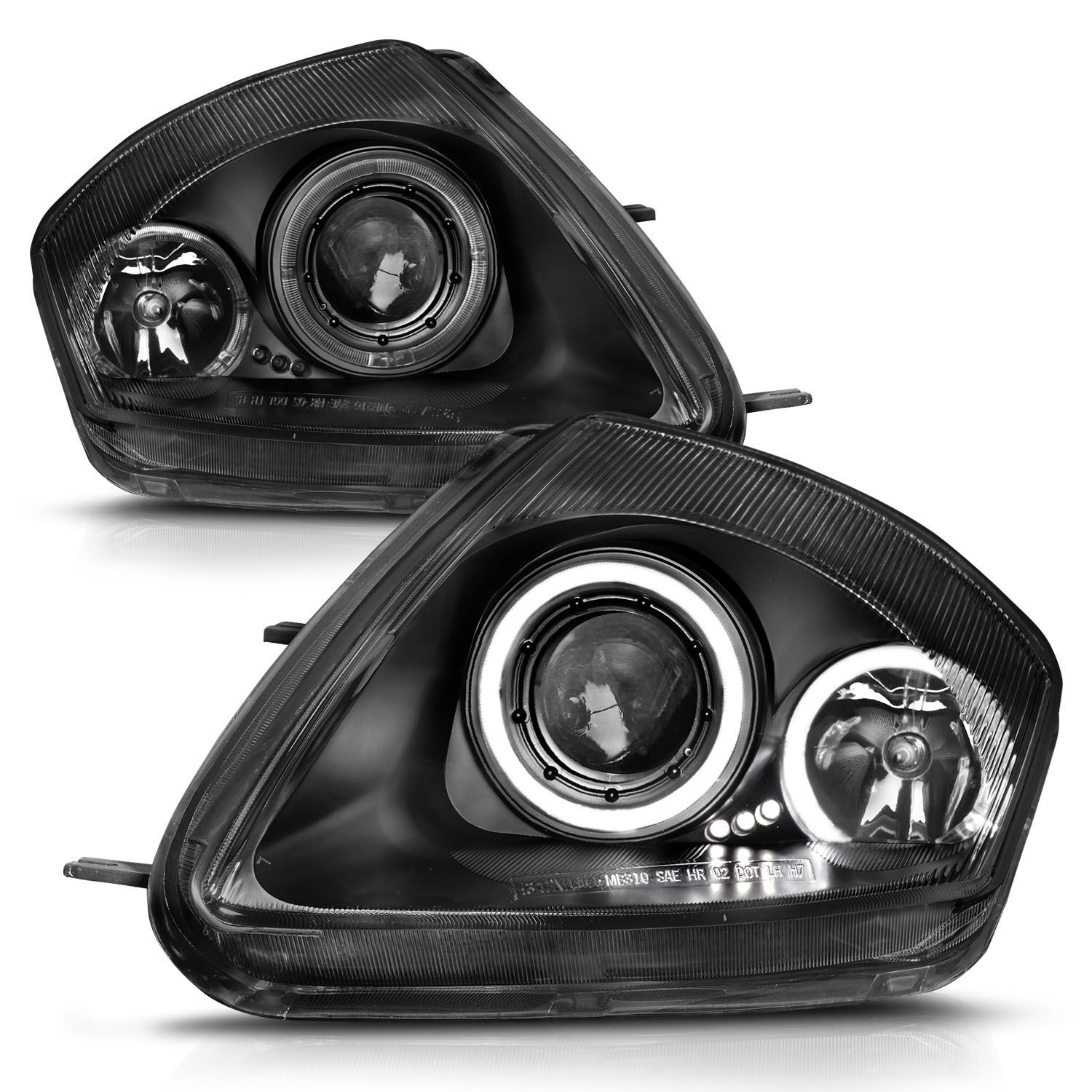 2000-2005 Mitsubishi Eclipse Anzo Projector Headlights W/ Halo Black - 121332