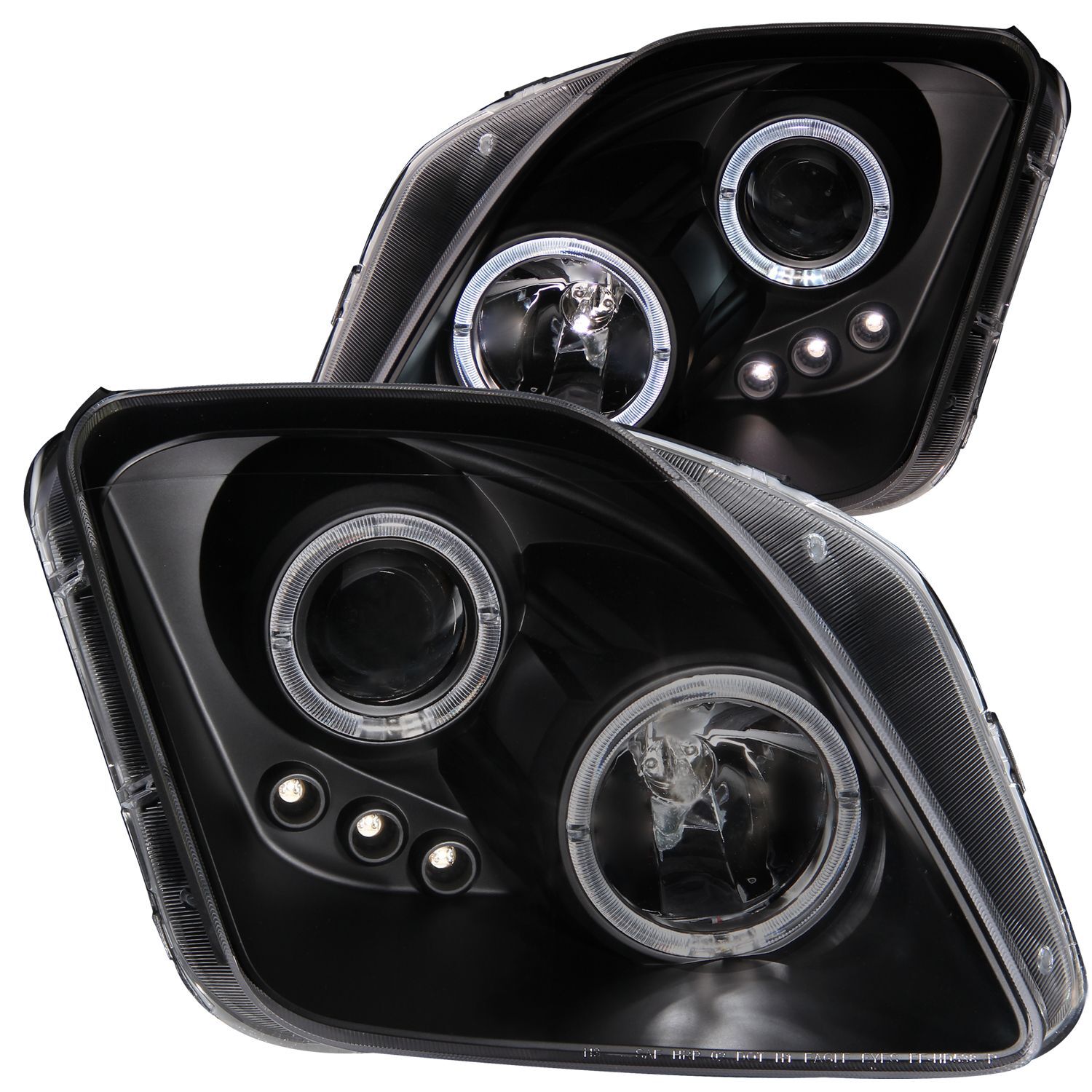 1997-2001 Honda Prelude Anzo Projector Headlights W/ Halo Black W/ LED - 121341