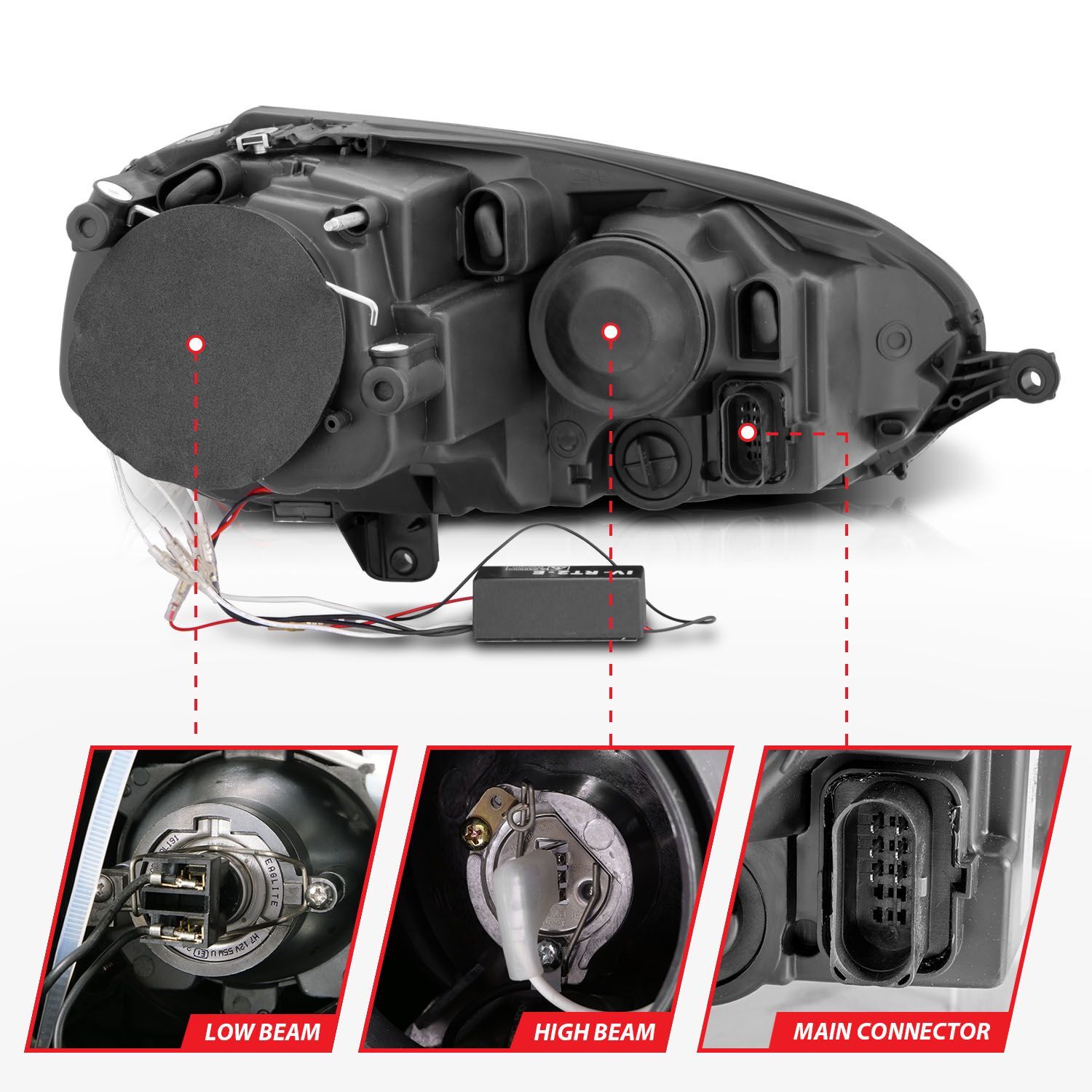 2005-2010 Volkswagen Golf/GTI/Jetta/Rabbit Mk5 Anzo Projector Headlights W/ Halo Black (SMD LED)
