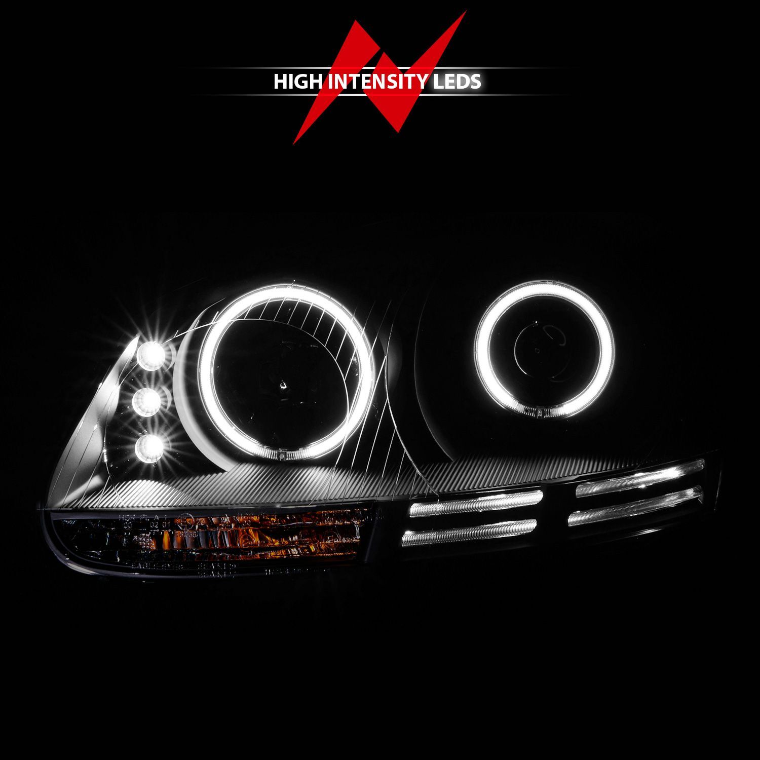 2005-2010 Volkswagen Golf/GTI/Jetta/Rabbit Mk5 Anzo Projector Headlights W/ Halo Black (SMD LED)