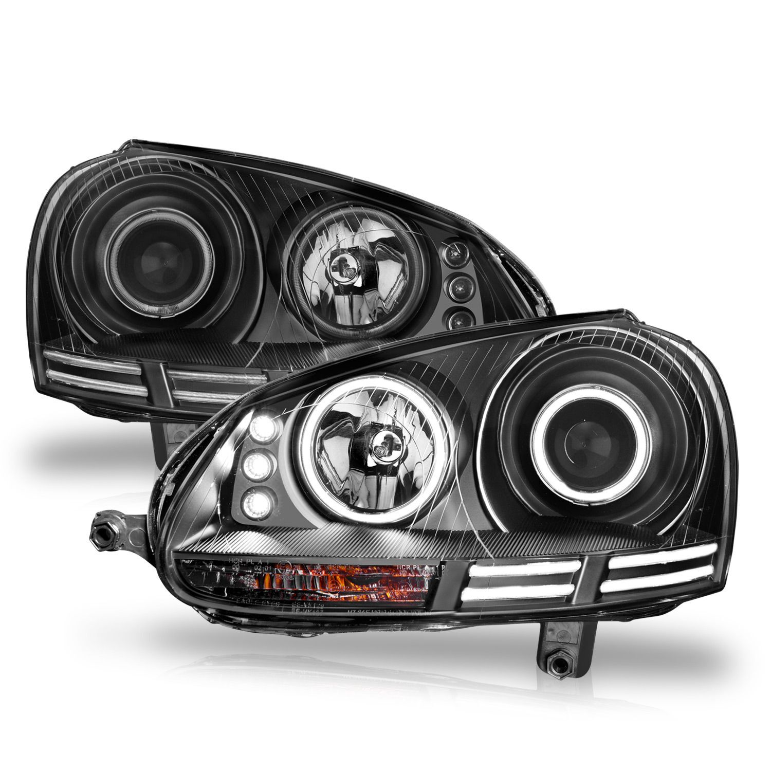 2005-2010 Volkswagen Golf/GTI/Jetta/Rabbit Mk5 Anzo Projector Headlights W/ Halo Black (SMD LED) - 121345