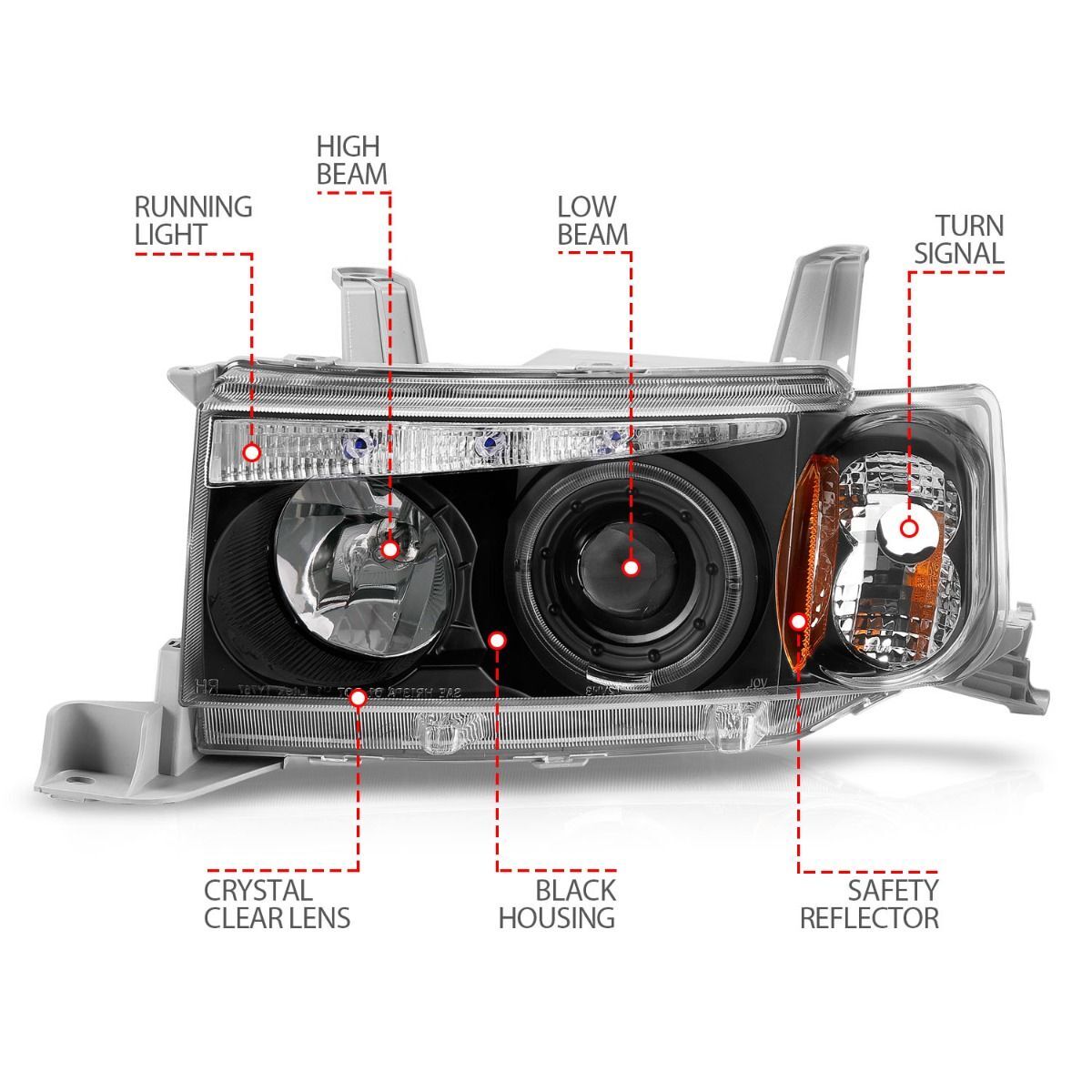 2004-2007 Scion xB Anzo Projector Headlights W/ Halo Black G2