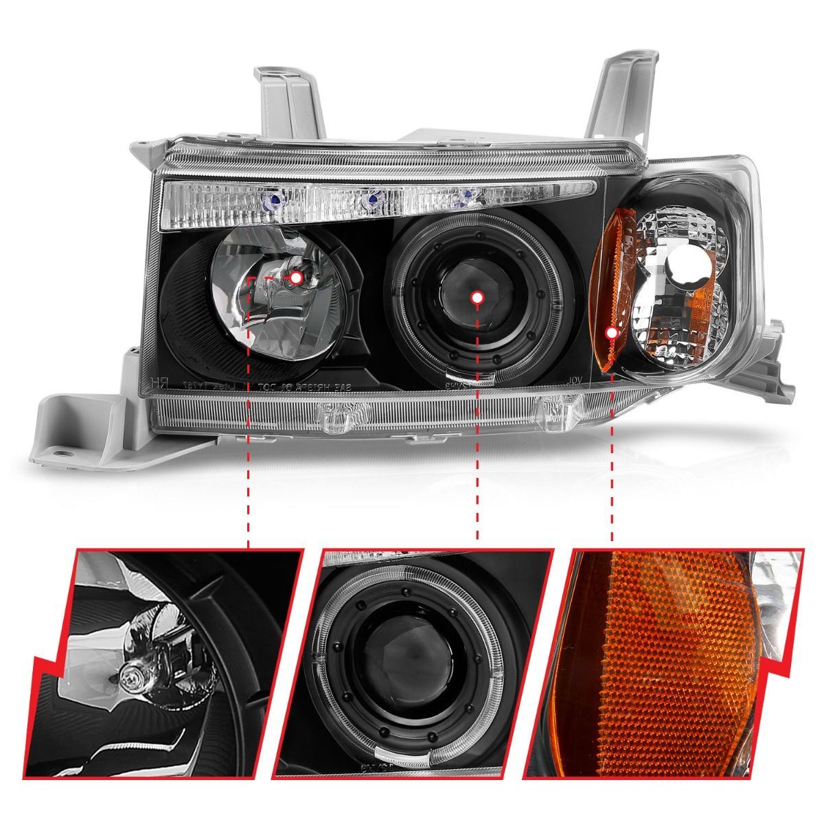 2004-2007 Scion xB Anzo Projector Headlights W/ Halo Black G2