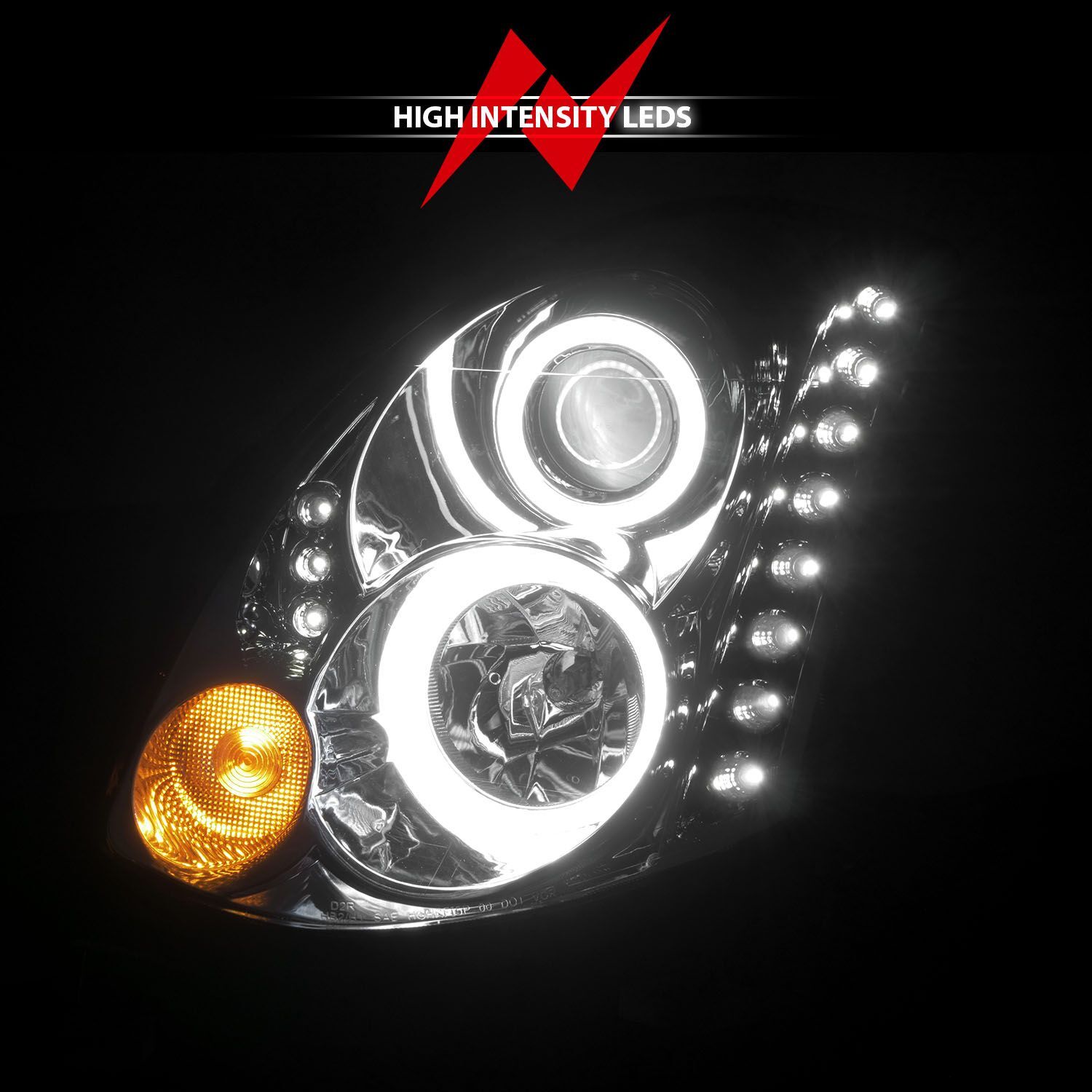 2003-2007 Infiniti G35 2DR Anzo Projector Headlights W/ Halo Chrome (SMD LED) (Hid Compatible)