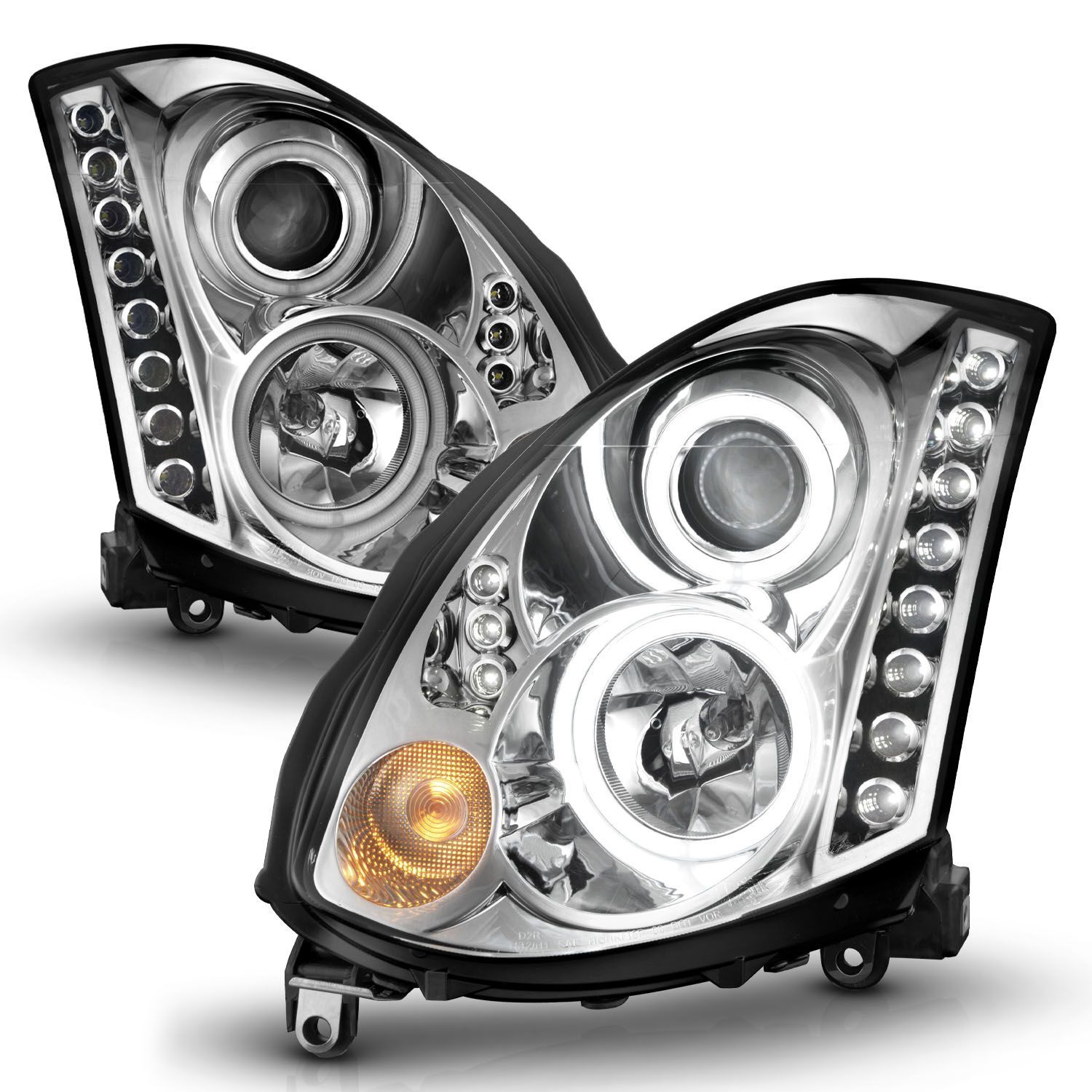 2003-2007 Infiniti G35 2DR Anzo Projector Headlights W/ Halo Chrome (SMD LED) (Hid Compatible) - 121364