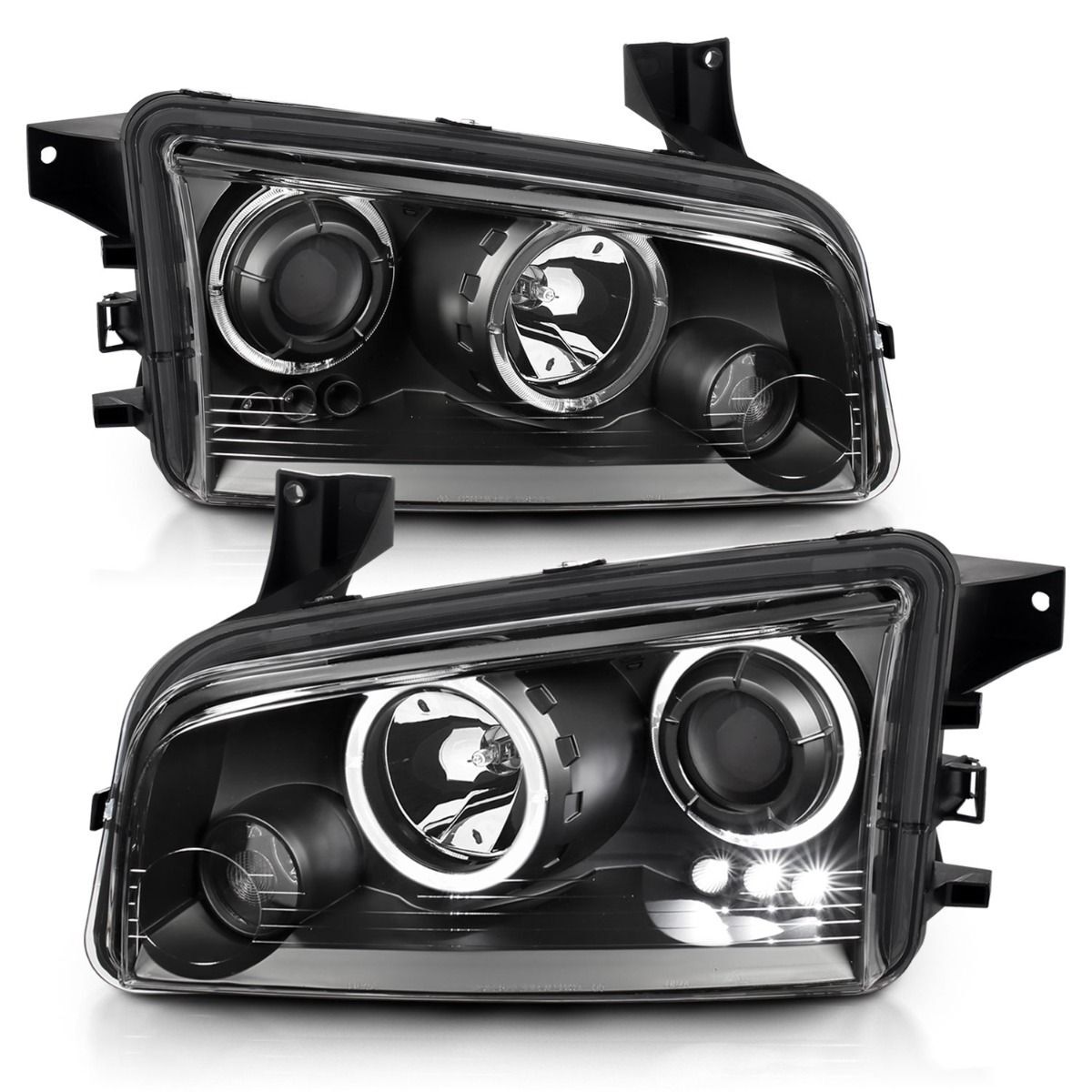 2006-2010 Dodge Charger Anzo Projector Headlights W/ Halo Black
