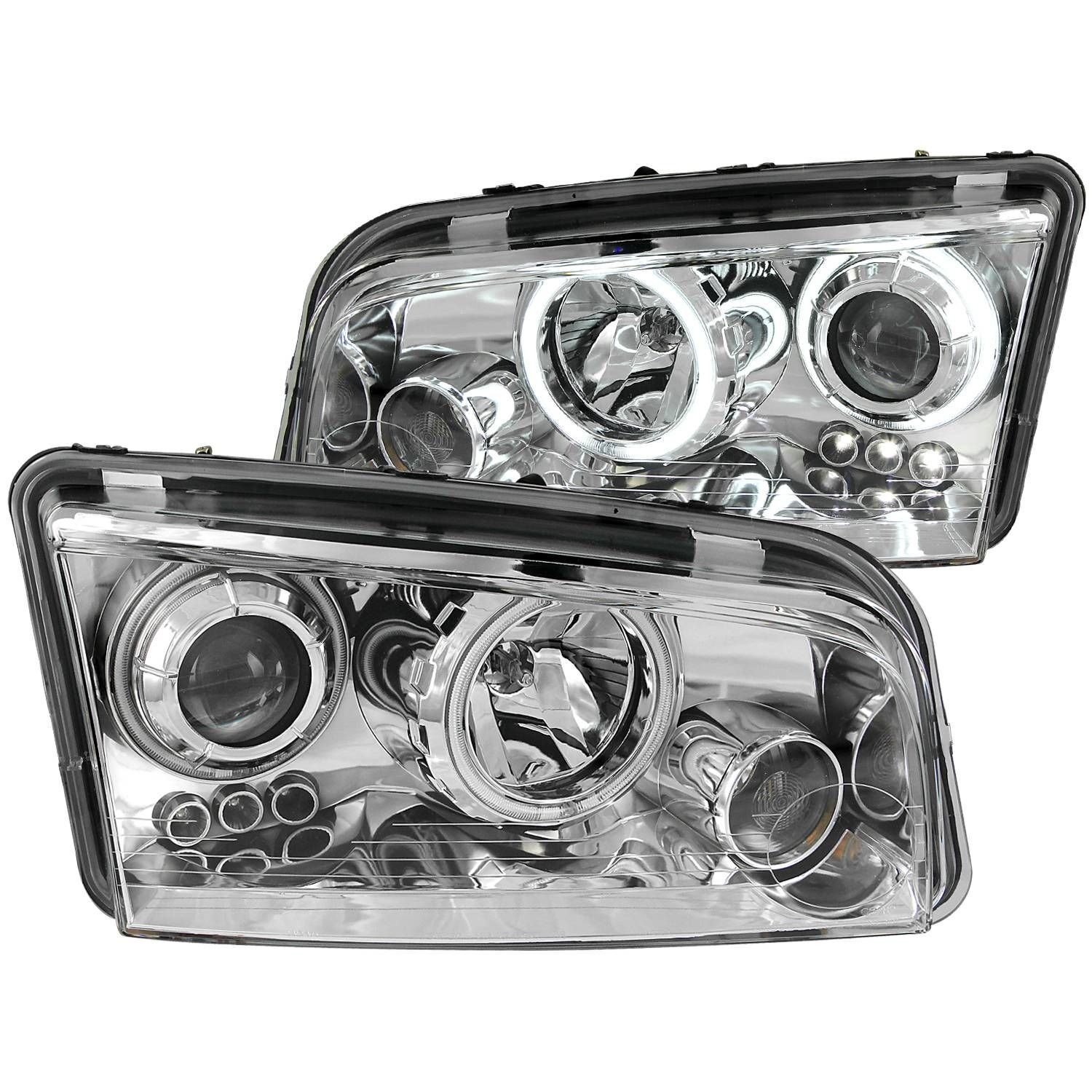 2006-2010 Dodge Charger Anzo Projector Headlights W/ Halo Chrome - 121382
