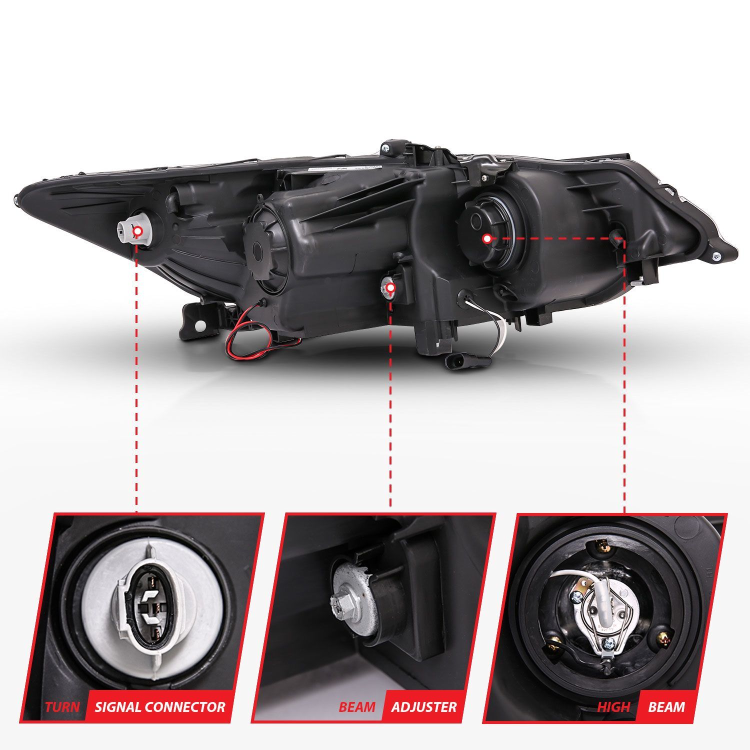 2009-2012 Acura TSX Anzo Projector Headlights W/ Halo Black (SMD LED) (Hid Compatible)