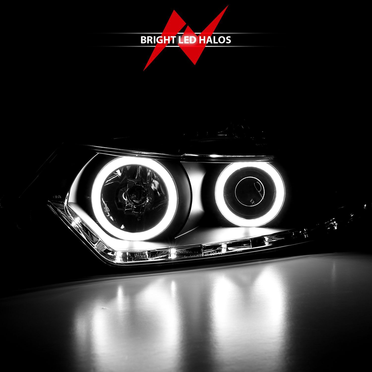 2009-2012 Acura TSX Anzo Projector Headlights W/ Halo Black (SMD LED) (Hid Compatible)