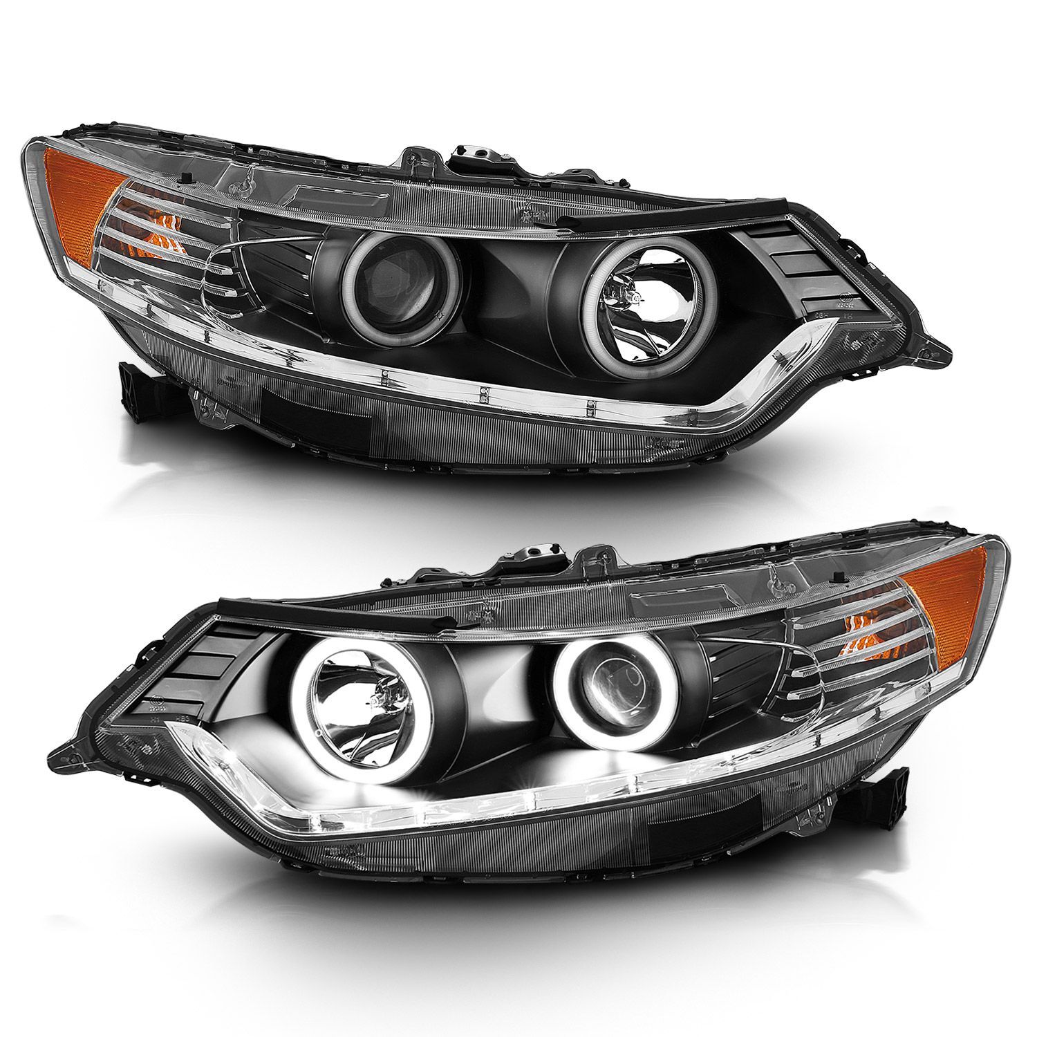 2009-2012 Acura TSX Anzo Projector Headlights W/ Halo Black (SMD LED) (Hid Compatible) - 121393