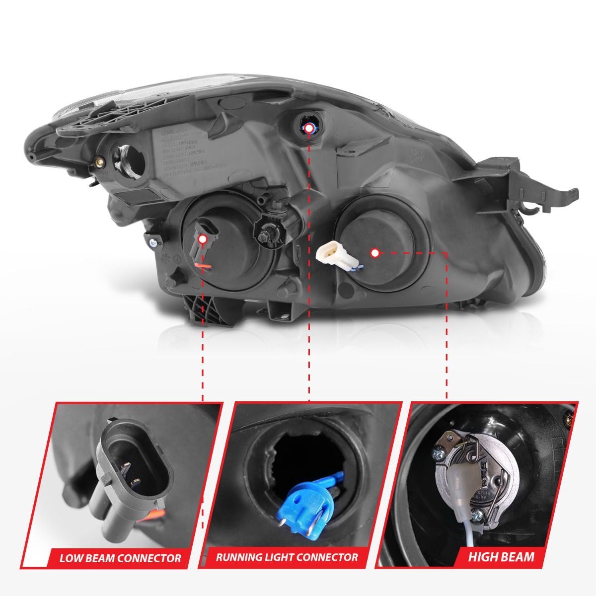 2008-2009 Nissan Altima 2DR Anzo Projector Headlights W/ Halo Black (SMD LED)