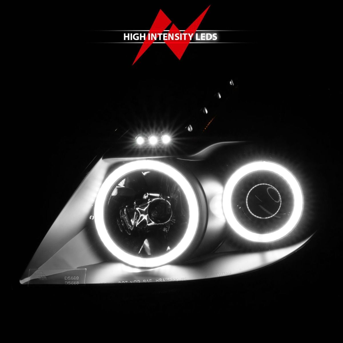 2008-2009 Nissan Altima 2DR Anzo Projector Headlights W/ Halo Black (SMD LED)