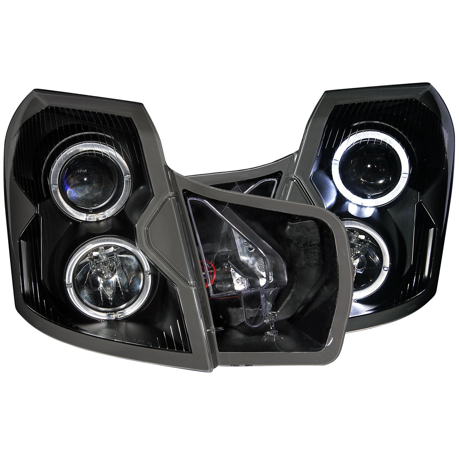 2003-2007 Cadillac CTS Anzo Projector Headlights W/ Halo Black - 121415