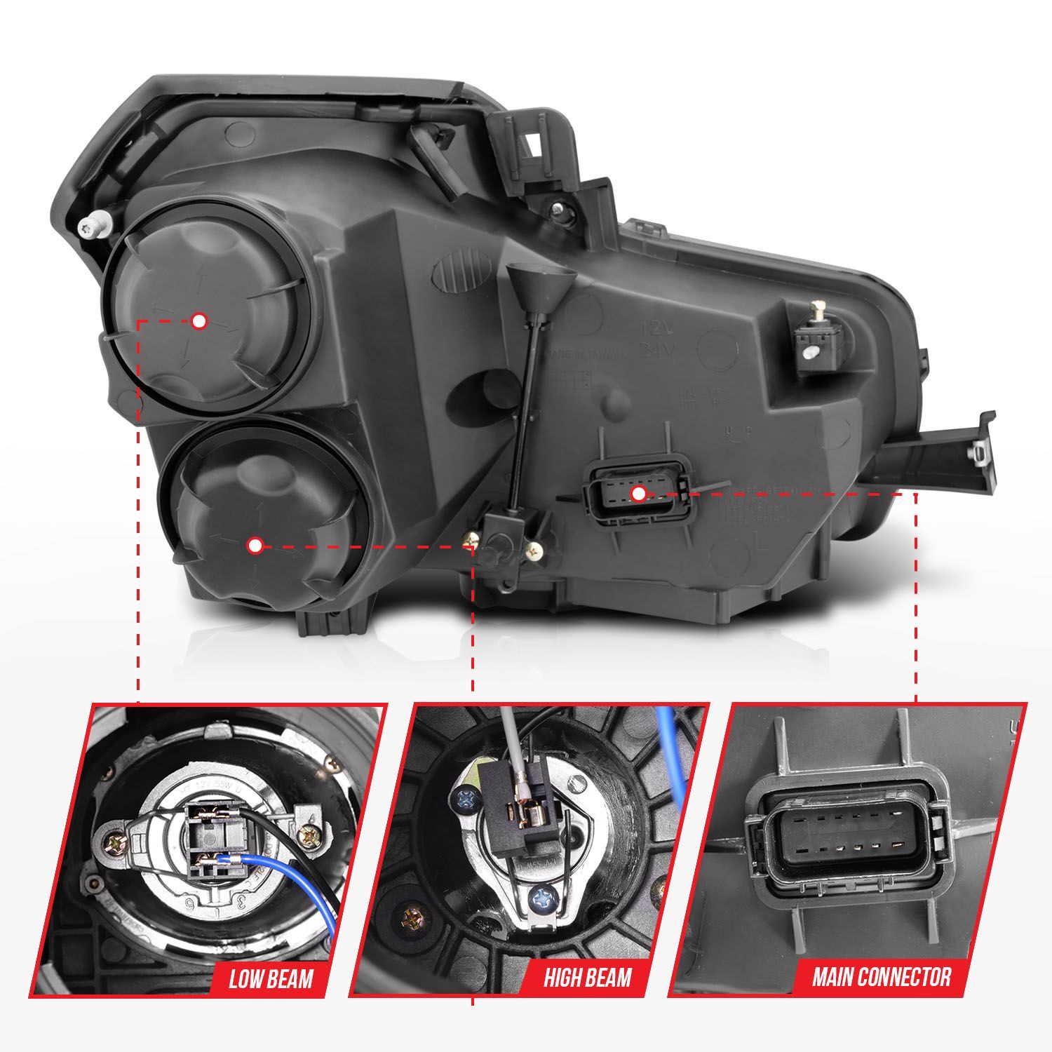 2003-2007 Cadillac CTS Anzo Projector Headlights W/ Halo Black (SMD LED)