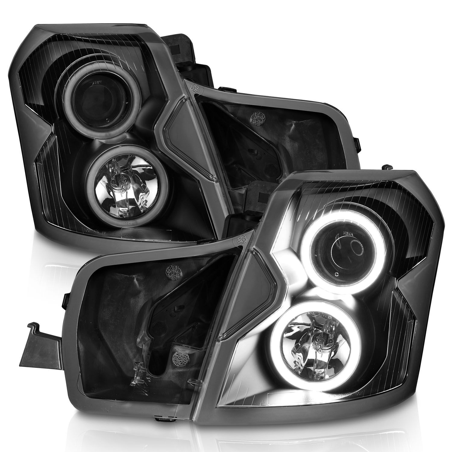 2003-2007 Cadillac CTS Anzo Projector Headlights W/ Halo Black (SMD LED) - 121417