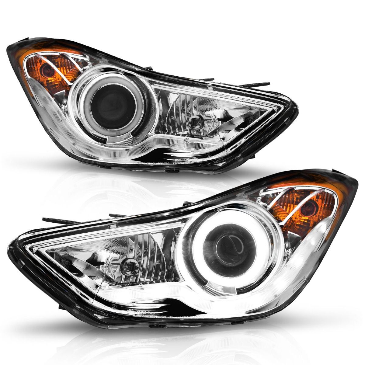 2011-2013 Hyundai Elantra Coupe/Sedan Anzo Projector Headlights W/ Halo Chrome (SMD LED)