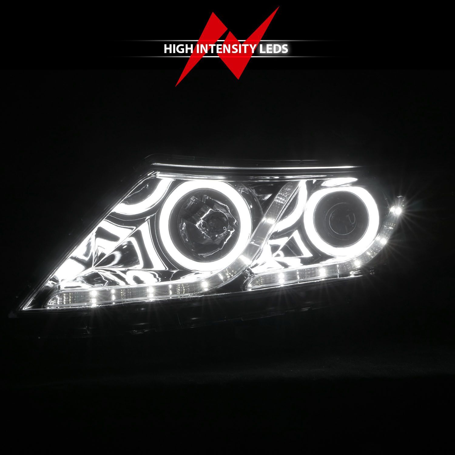 2011-2015 Kia Optima Anzo Projector Headlights W/ Halo Chrome (SMD LED)