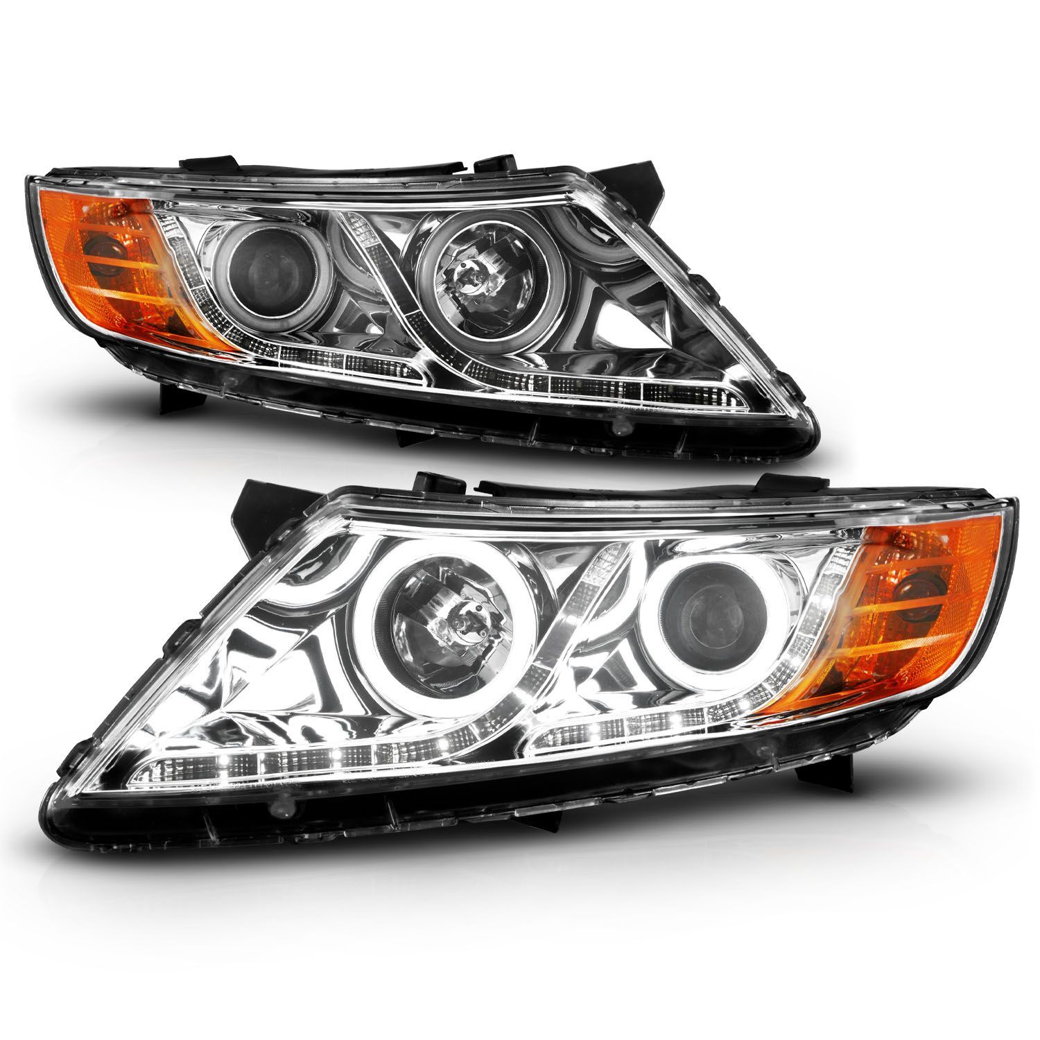 2011-2015 Kia Optima Anzo Projector Headlights W/ Halo Chrome (SMD LED) - 121459
