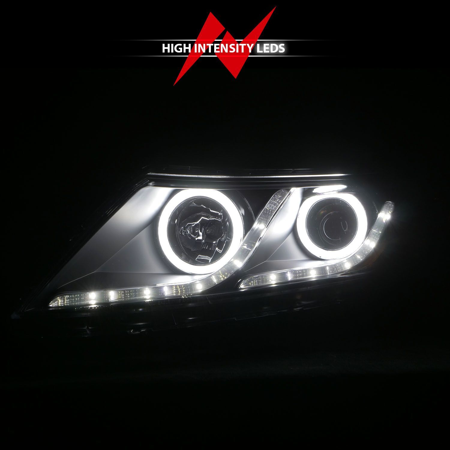 2011-2015 Kia Optima Anzo Projector Headlights W/ Halo Black (SMD LED)