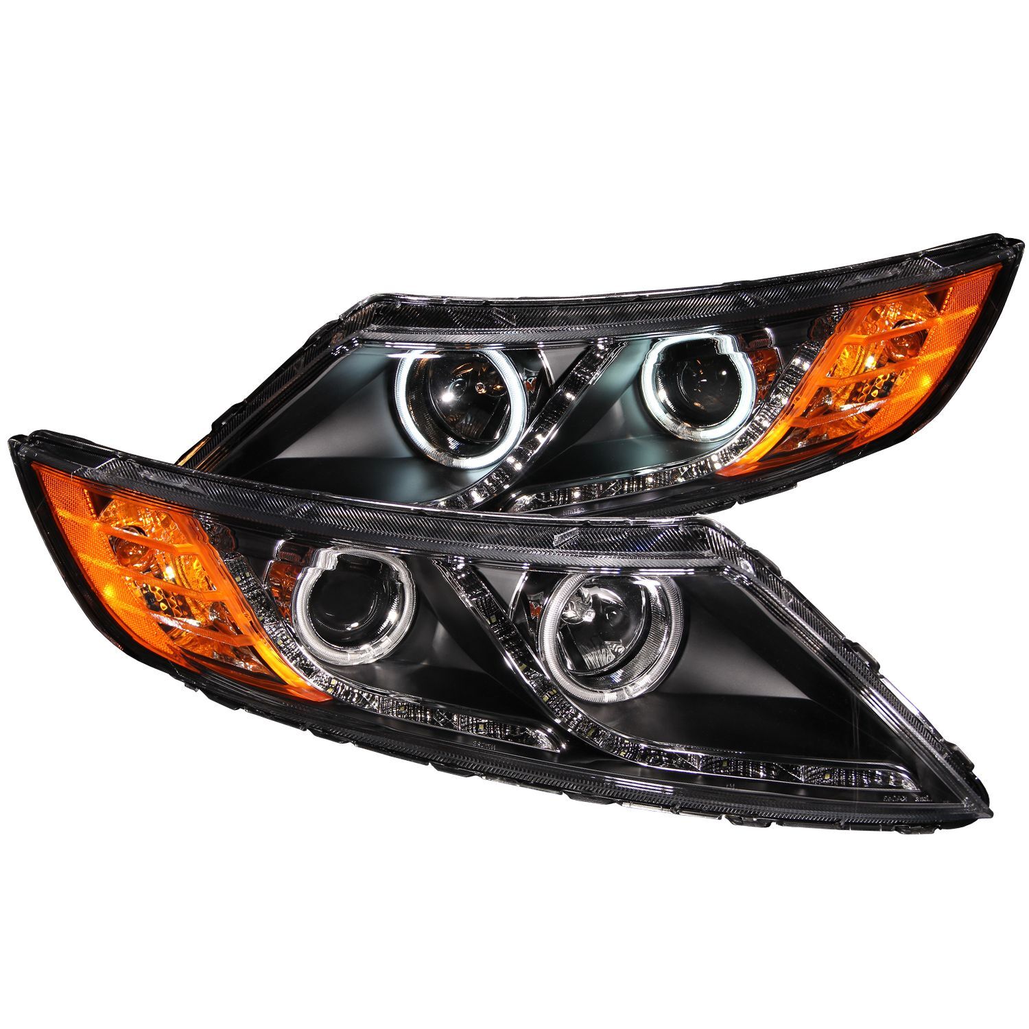 2011-2015 Kia Optima Anzo Projector Headlights W/ Halo Black (SMD LED) - 121460