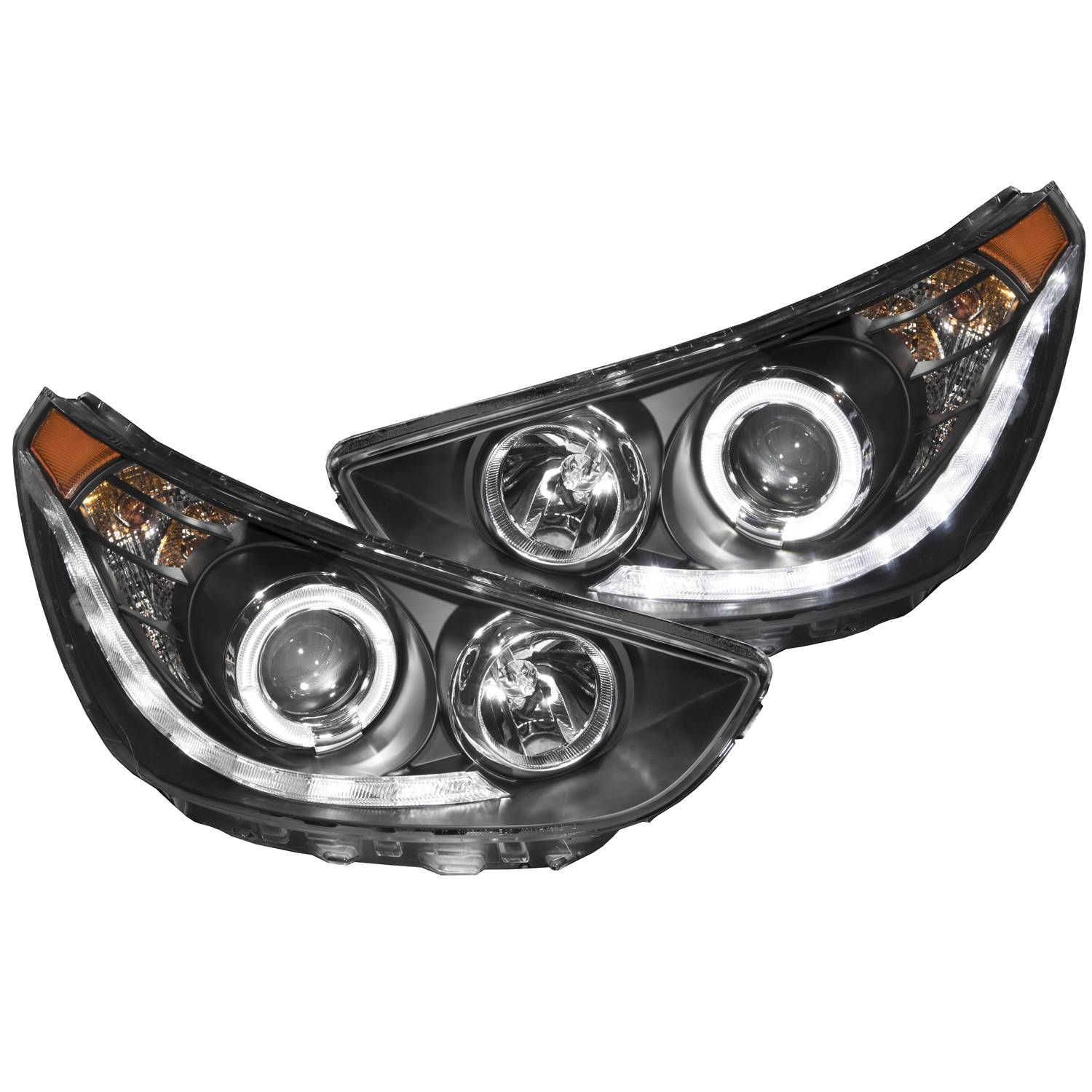 2012-2013 Hyundai Accent 4DR/HB Anzo Projector Headlights W/ Halo Black (SMD LED) - 121476