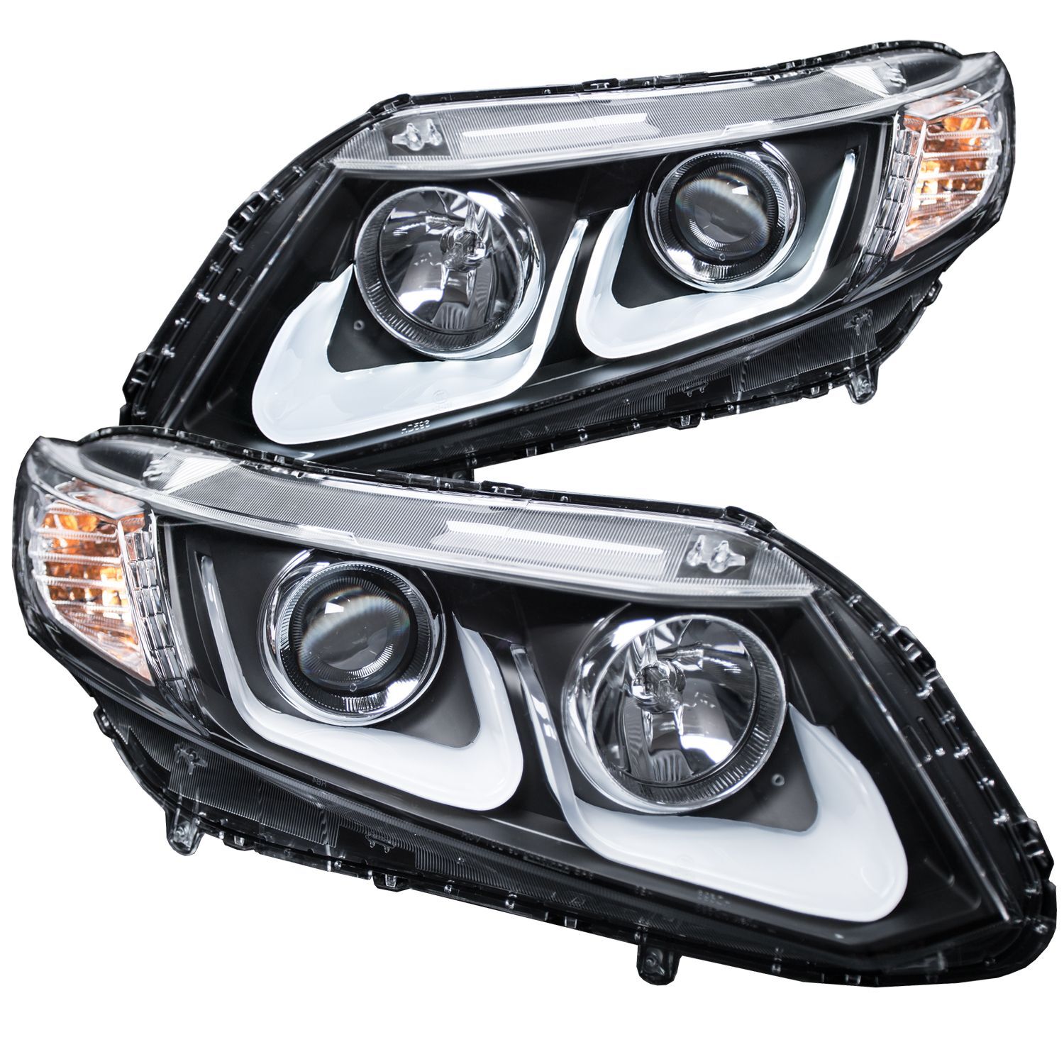 2012-2015 Honda Civic 4DR Anzo Projector Headlights W/ U-Bar Black - 121479