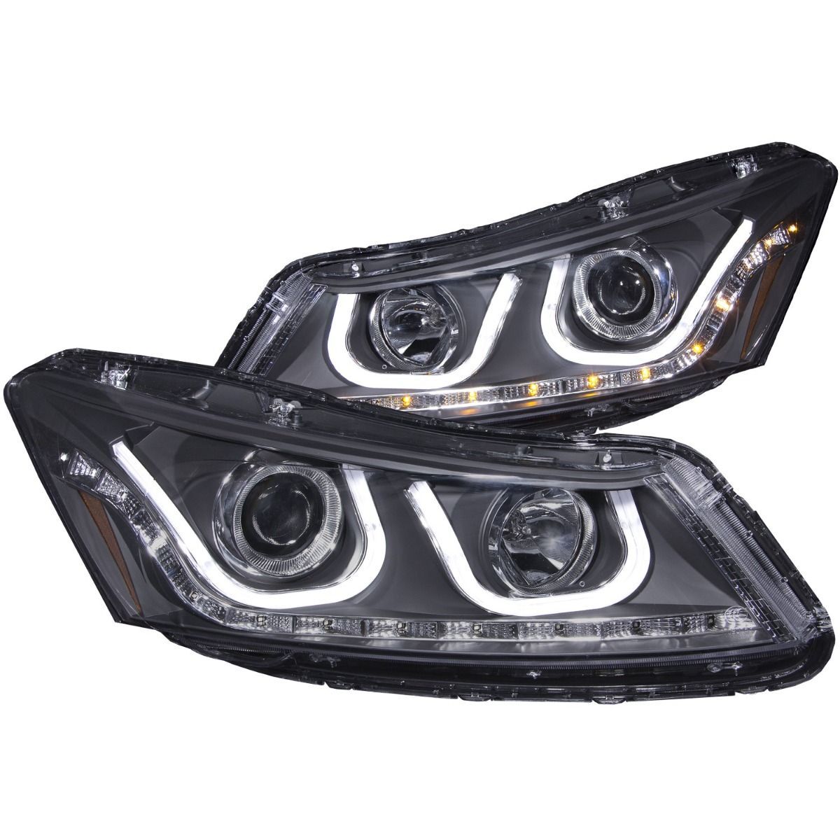 2008-2012 Honda Accord/Civic 4DR Anzo Projector Headlights W/ U-Bar Black - 121483