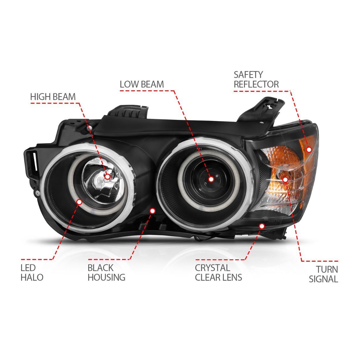 2012-2015 Chevrolet Sonic 4DR/HB Anzo Projector Headlights W/ Halo Black (SMD LED)