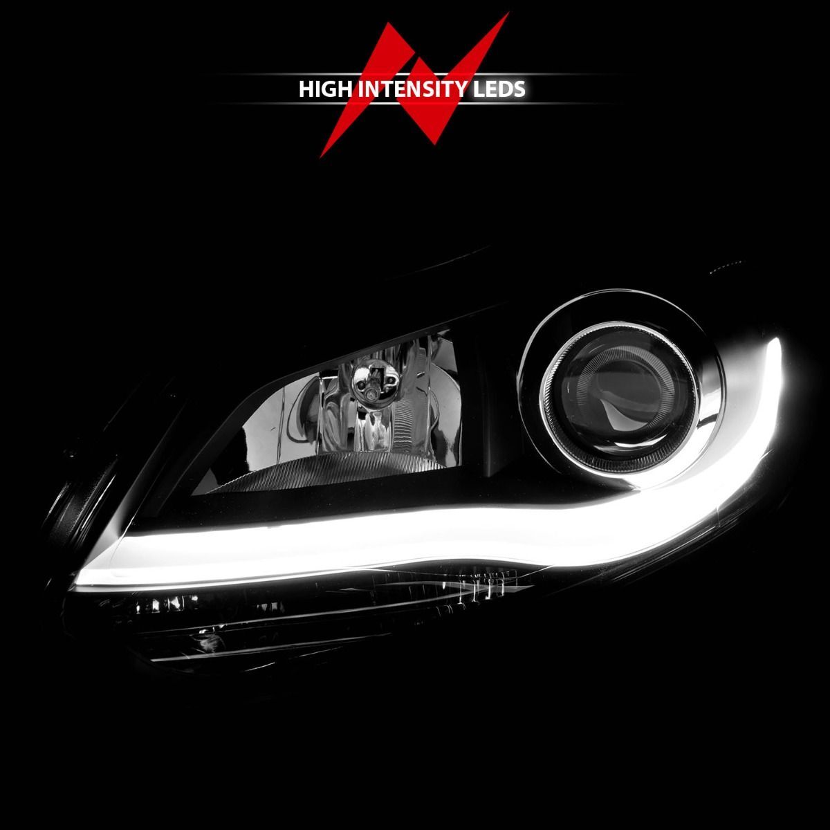 2012-2014 Ford Focus Anzo Projector Headlights W/ Plank Style Design Black