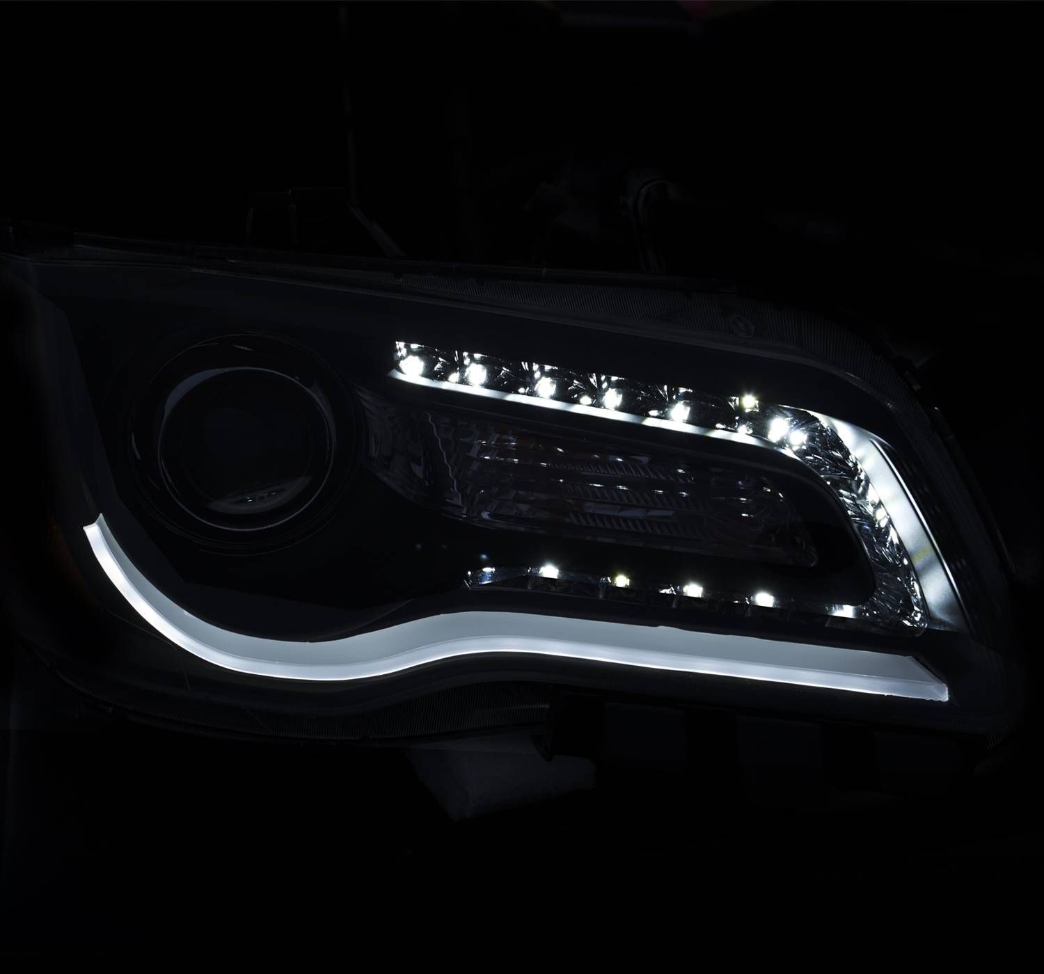 2011-2014 Chrysler 300 Anzo Projector Headlights W/ Plank Style Design Black