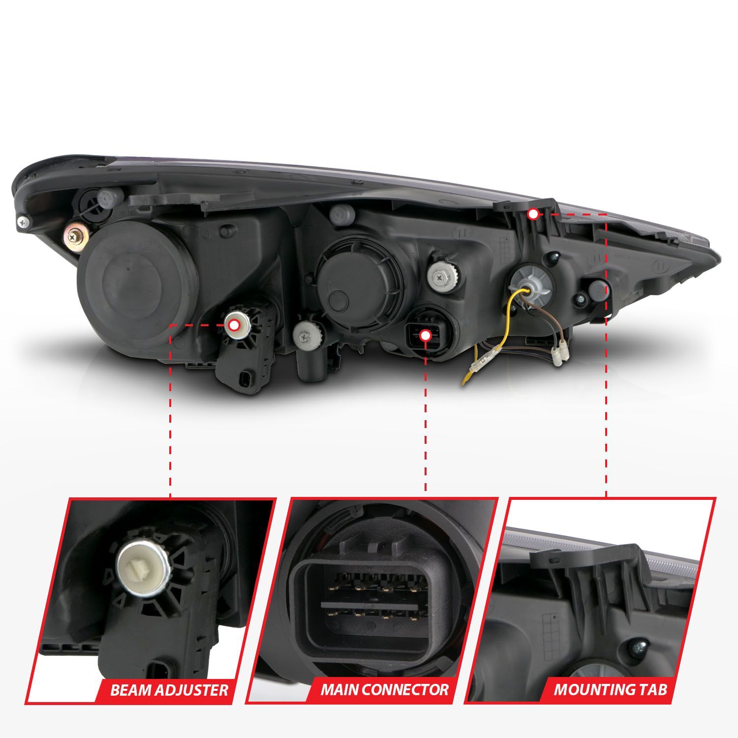2013-2016 Hyundai Genesis 2DR Anzo Projector Headlights W/ Plank Style Design Black (Hid Compatible)