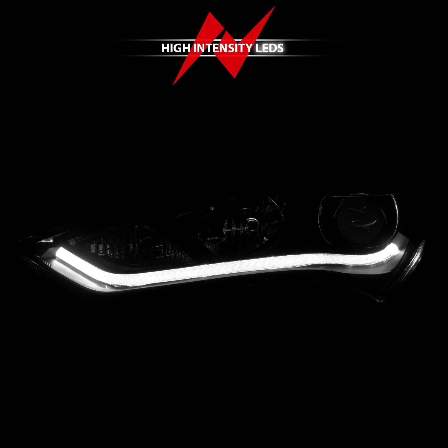2013-2016 Hyundai Genesis 2DR Anzo Projector Headlights W/ Plank Style Design Black (Hid Compatible)