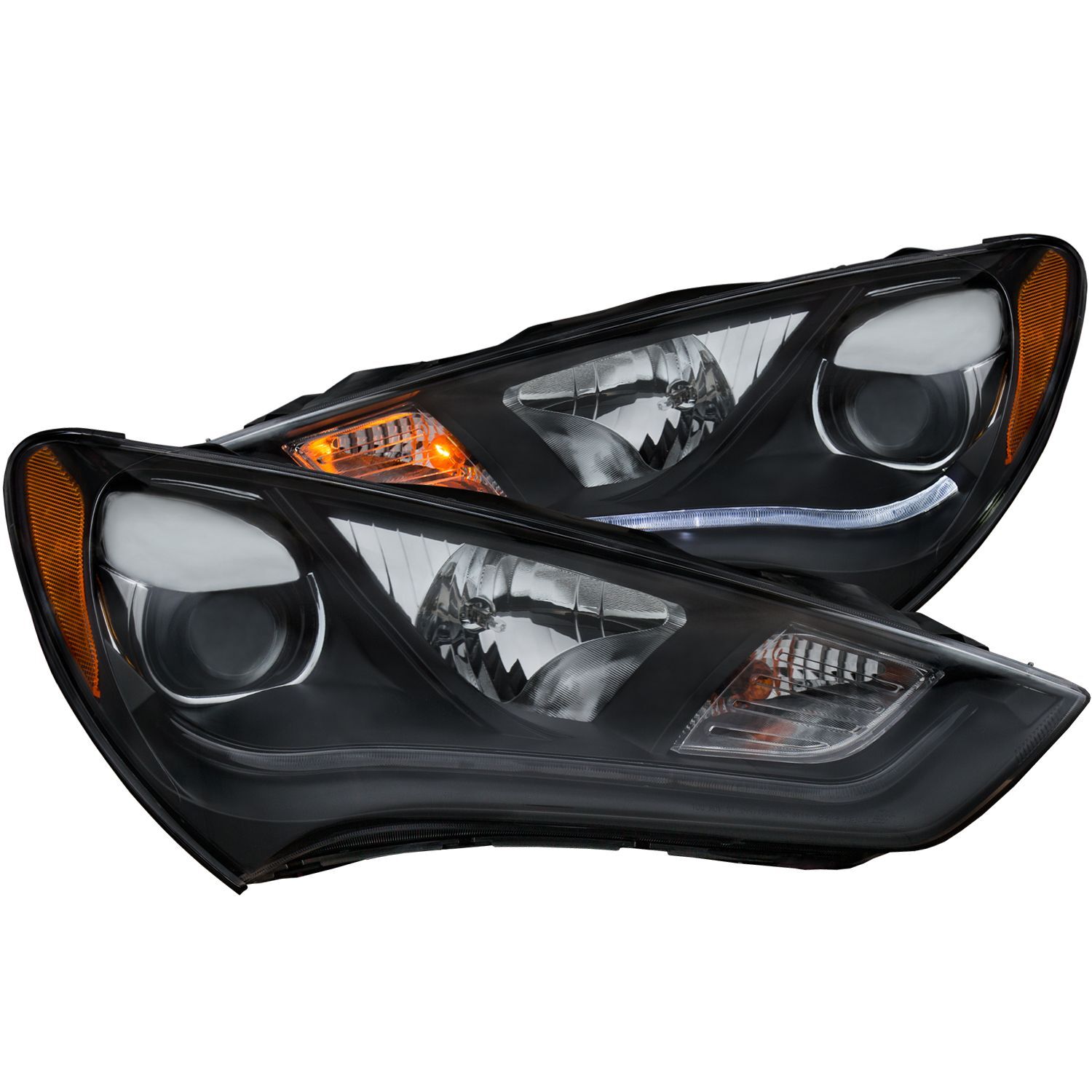 2013-2016 Hyundai Genesis 2DR Anzo Projector Headlights W/ Plank Style Design Black (Hid Compatible) - 121511