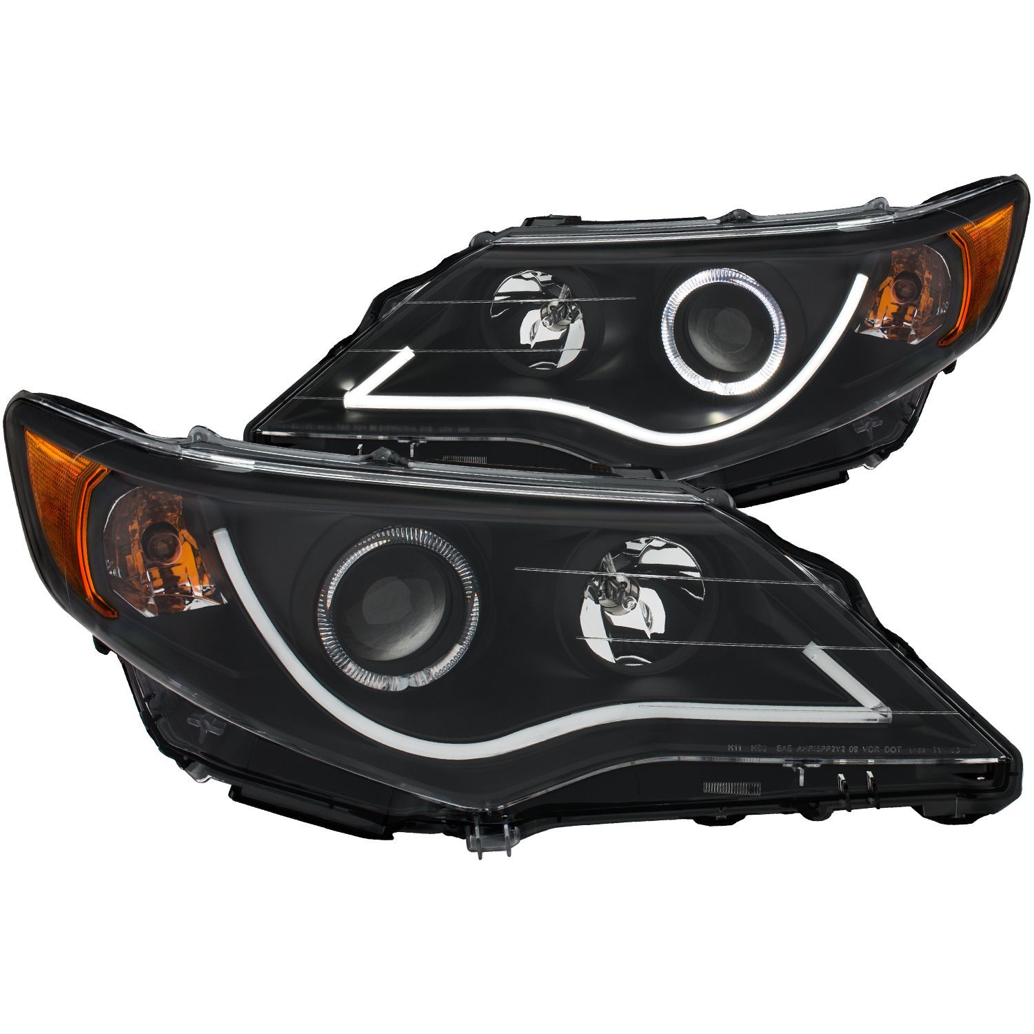 2012-2013 Toyota Camry Anzo Projector Headlights W/ Halo Black - 121512
