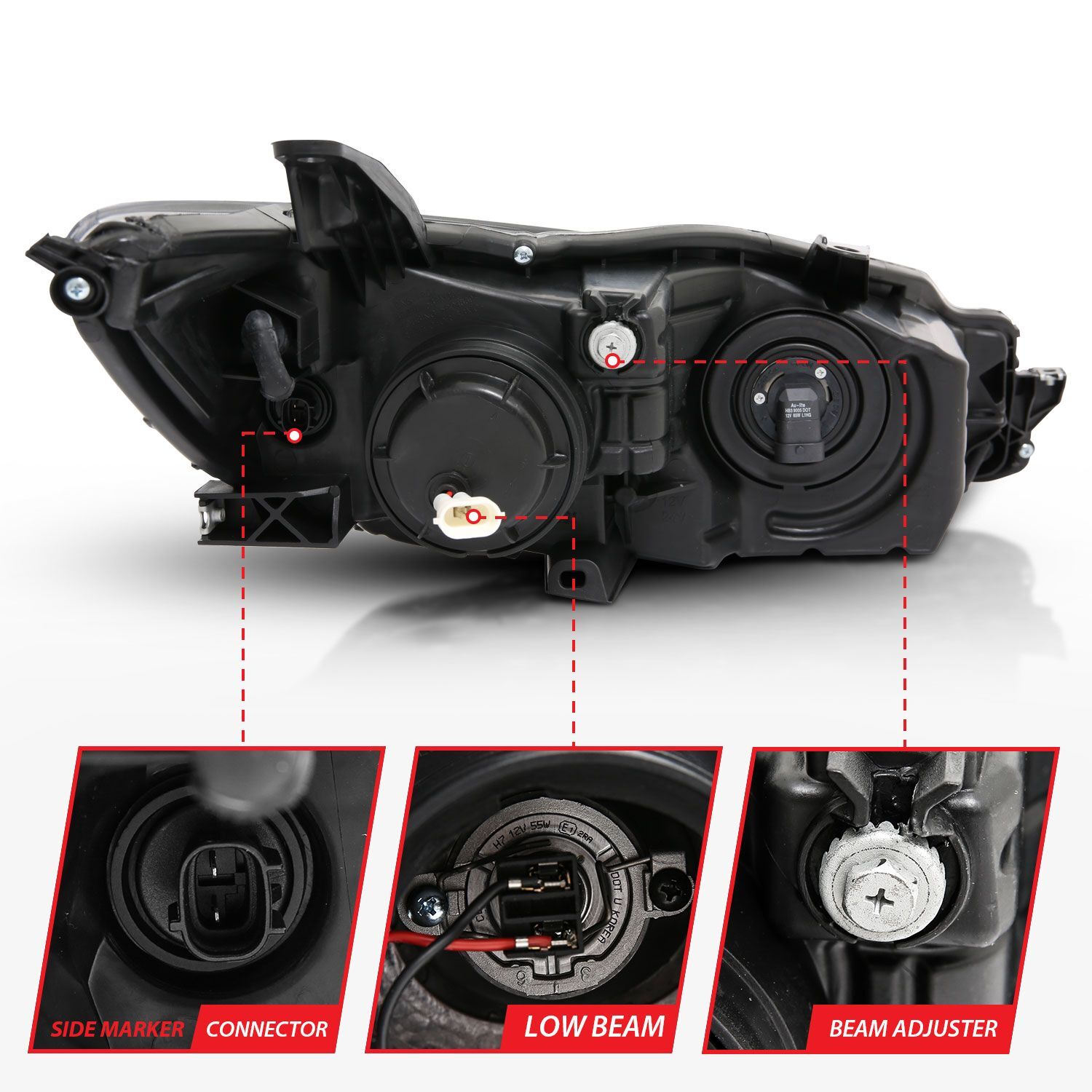 2015-2017 Toyota Camry 4DR Anzo Projector Headlights W/ Plank Style Design Black W/ Amber