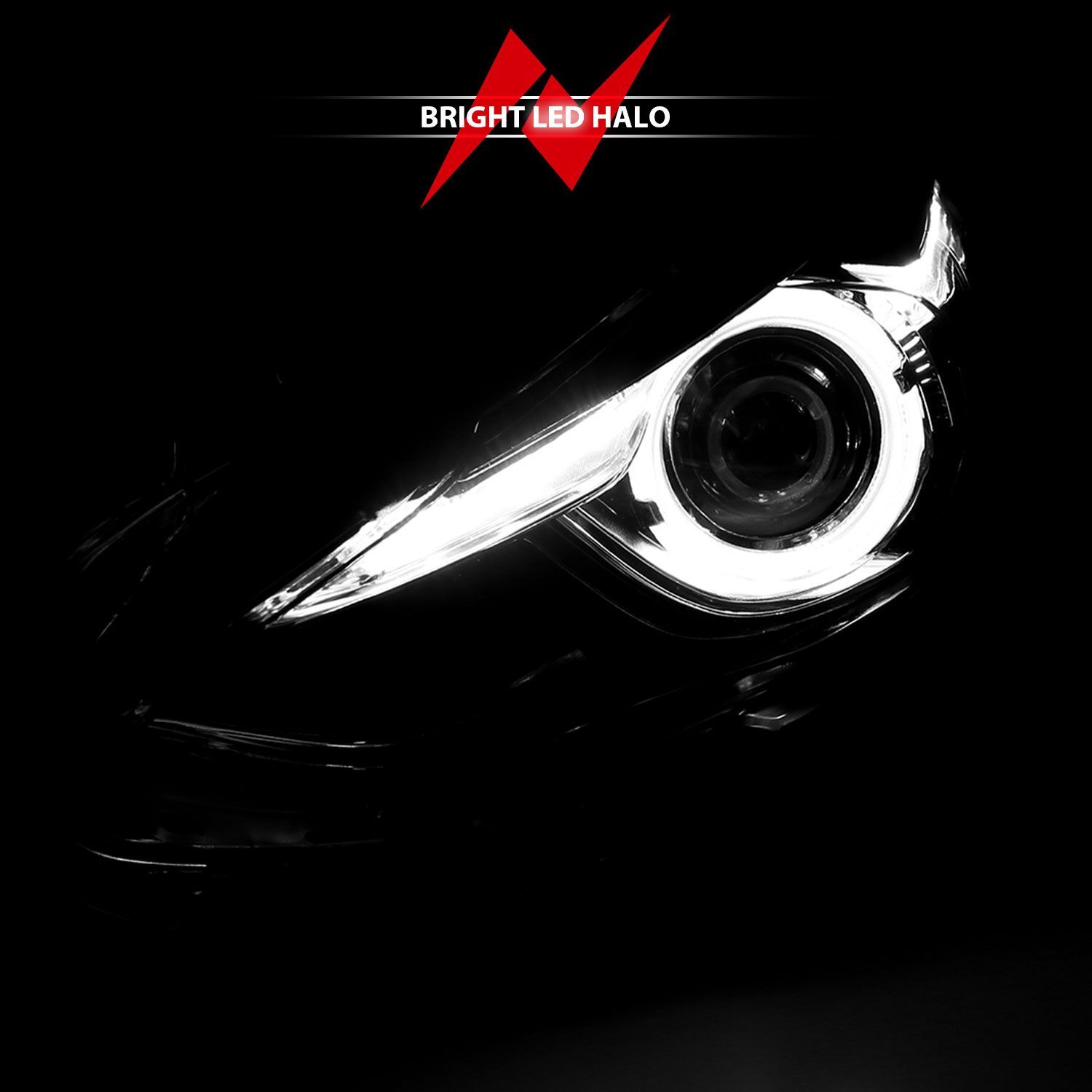 2014-2017 Mazda 3 Anzo Projector Headlights W/ Halo Black W/ Amber
