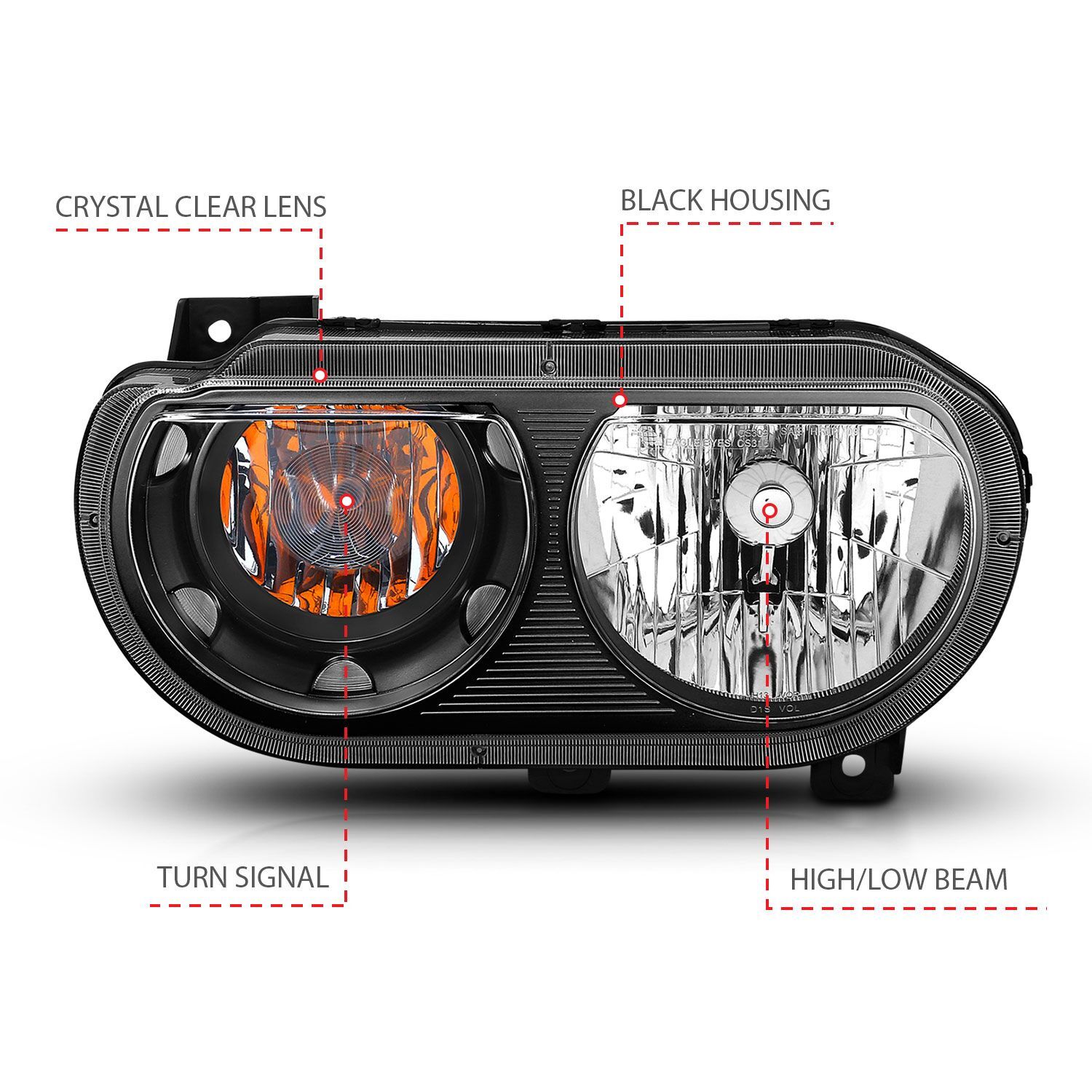 2008-2014 Dodge Challenger Anzo Crystal Headlights Black