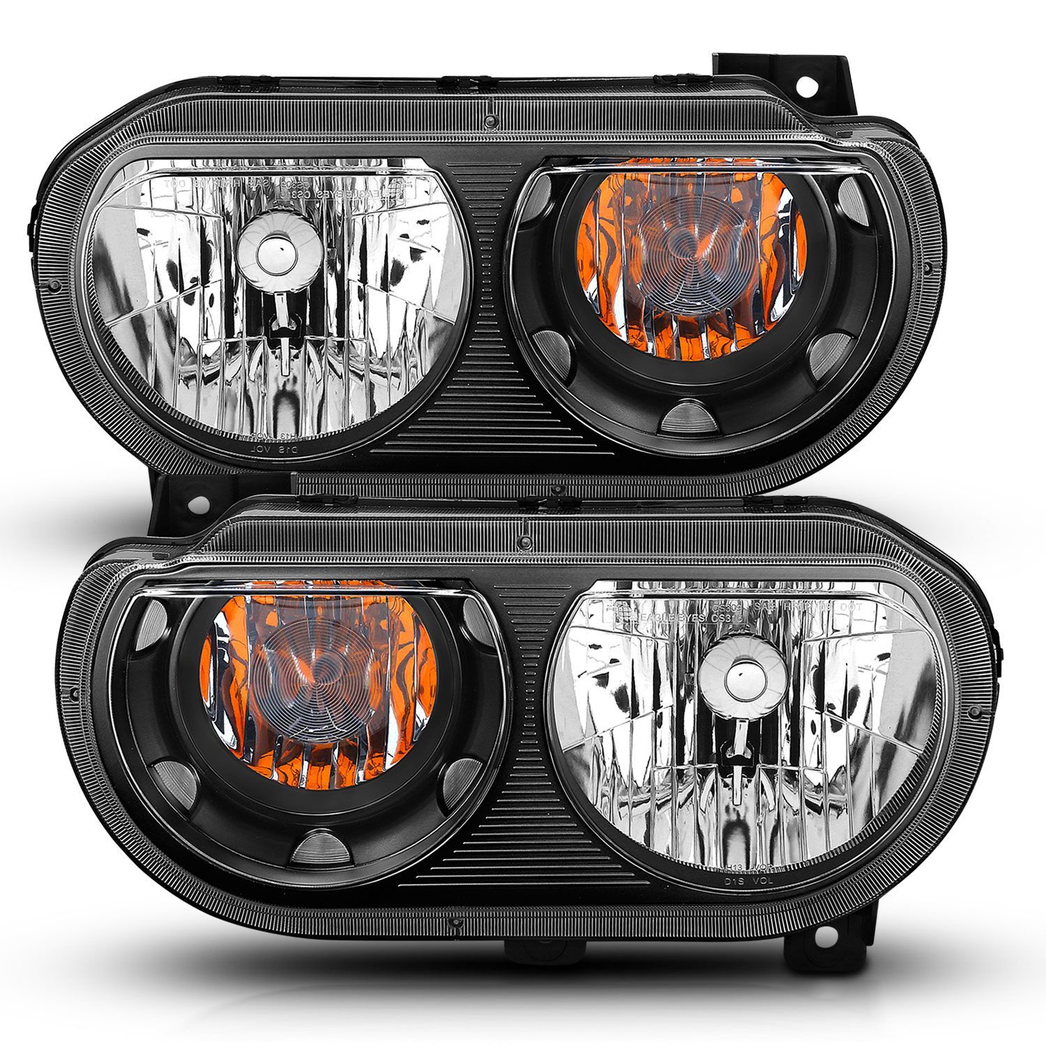 2008-2014 Dodge Challenger Anzo Crystal Headlights Black - 121526