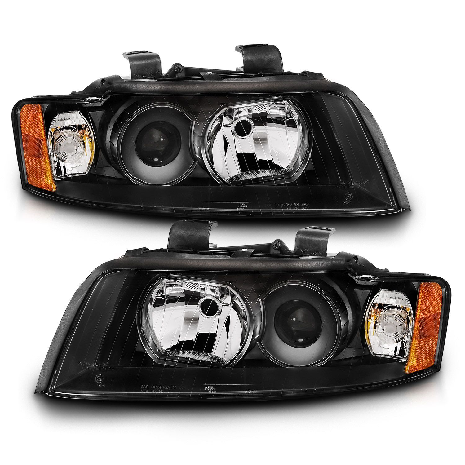 2002-2005 Audi A4/S4 Anzo Projector Headlight Black G2 (Halogen Type) - 121528