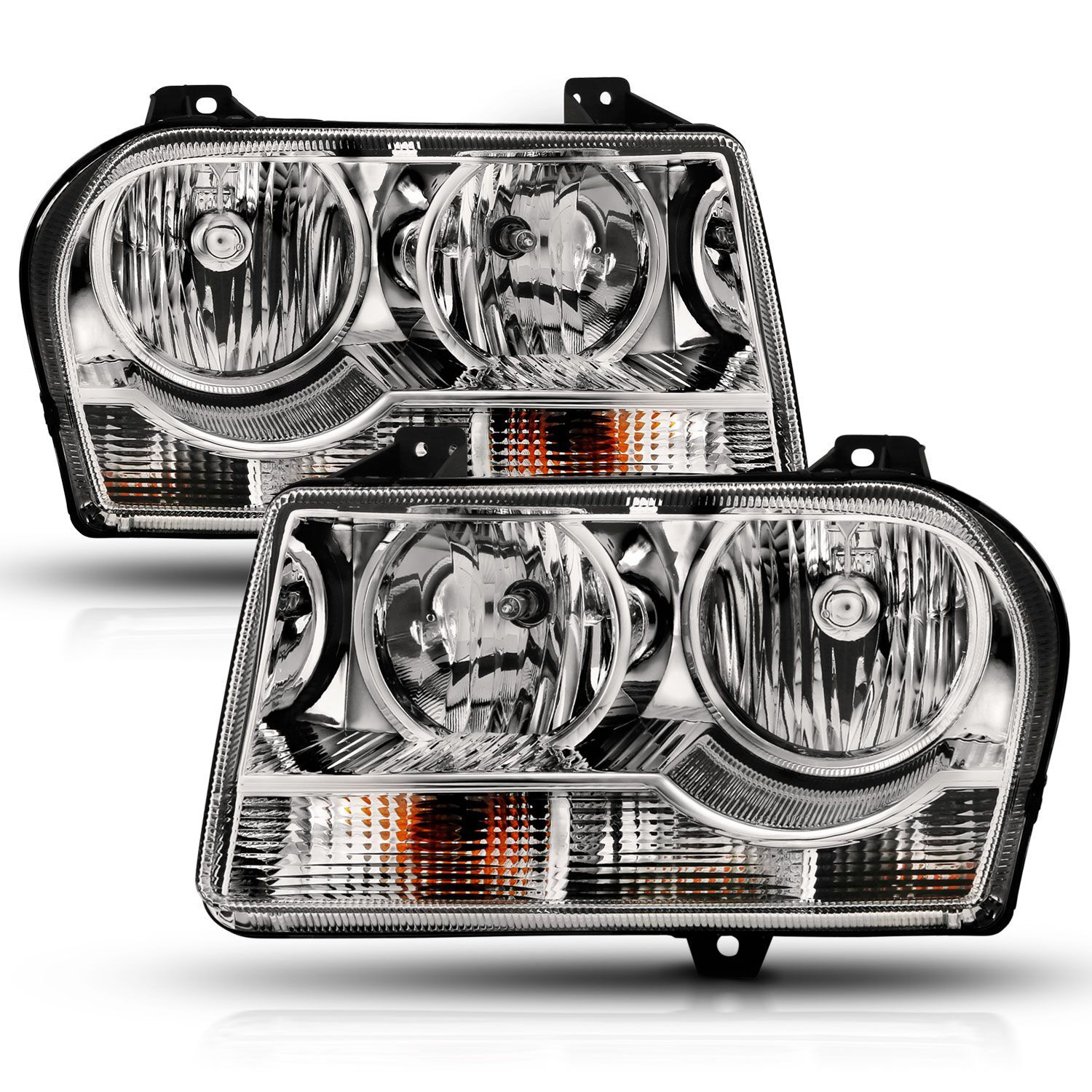 2005-2010 Chrysler 300 Anzo Crystal Headlight Chrome Amber - 121529