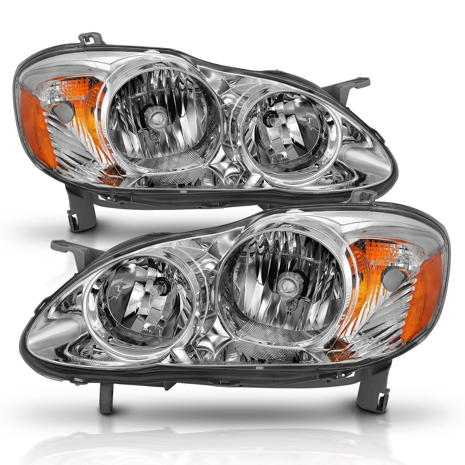 2005-2008 Toyota Corolla Anzo Crystal Headlight Chrome Amber - 121540