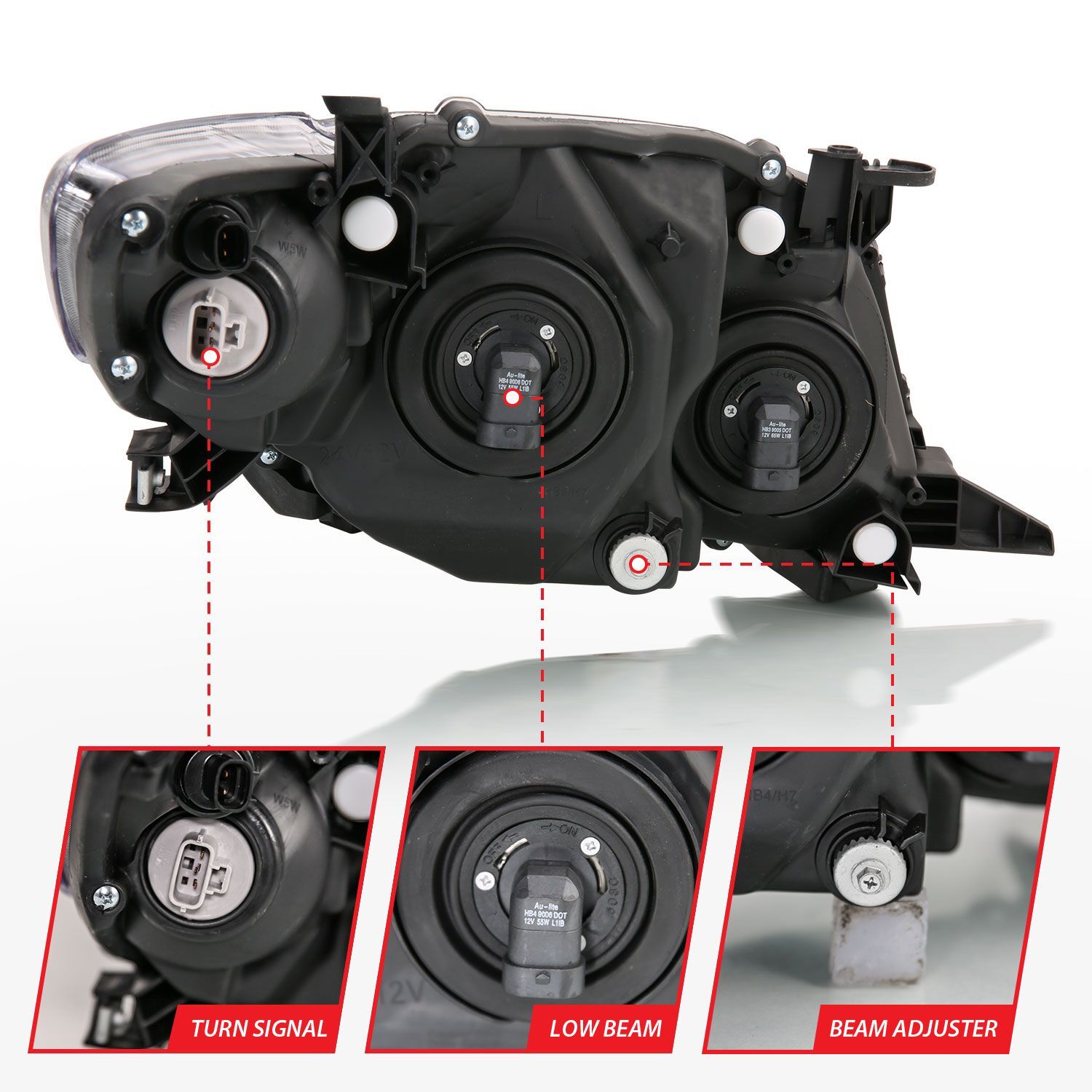 2009-2010 Toyota Corolla Anzo Crystal Headlight Black Amber