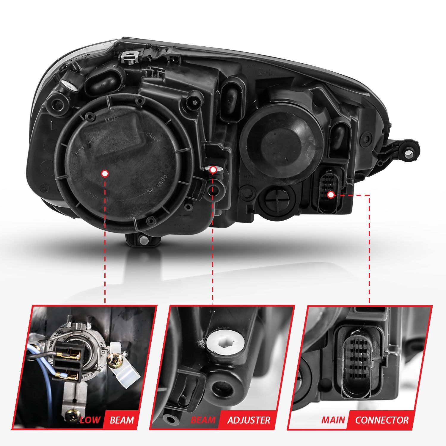 2005-2010 Volkswagen GTI/Jetta/Rabbit Anzo Crystal Headlight Black (Halogen Only)