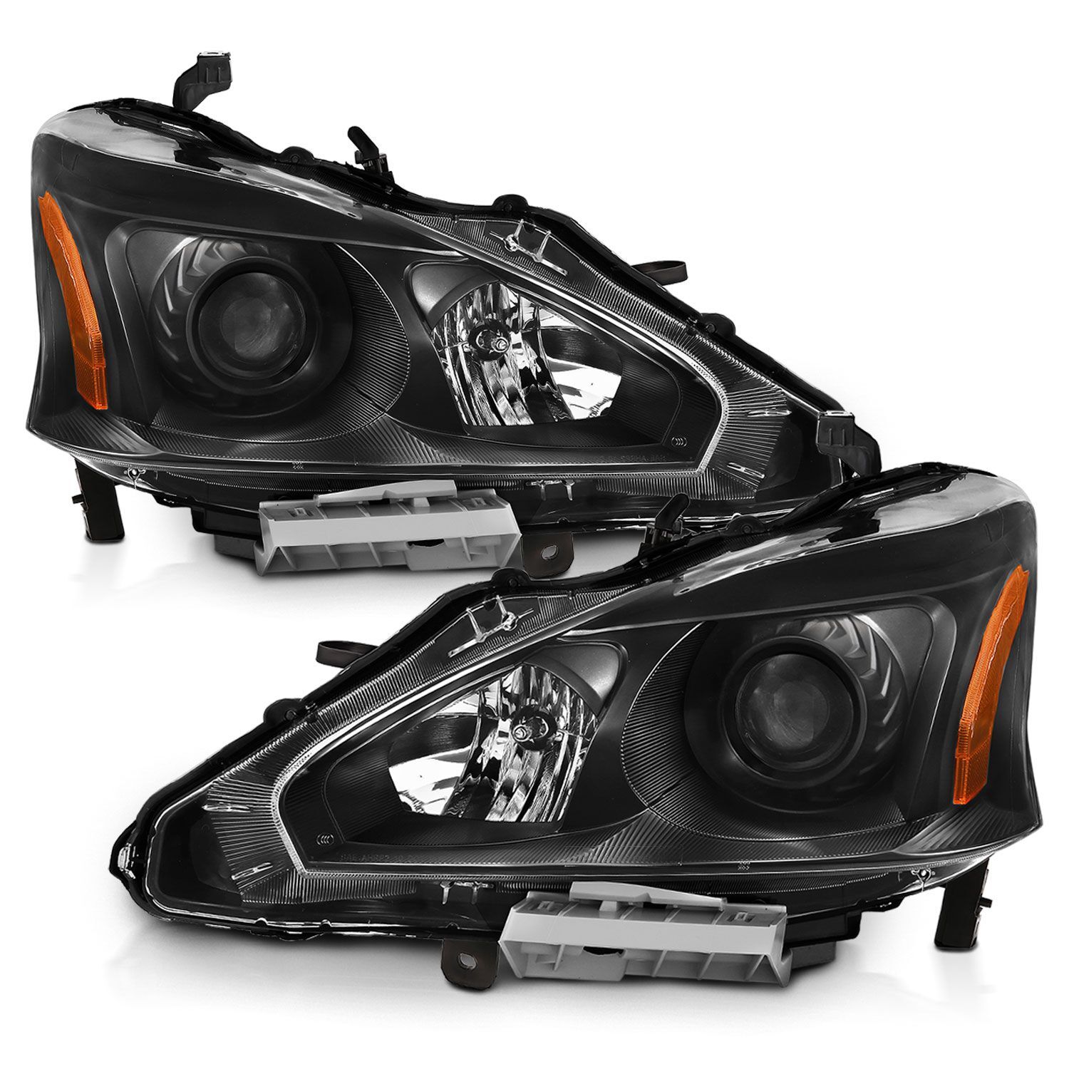 2013-2015 Nissan Altima 4DR Anzo Projector Headlight Black Amber - 121549