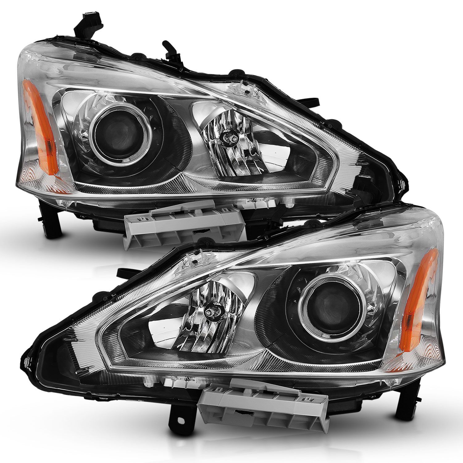 2013-2015 Nissan Altima 4DR Anzo Projector Headlight Chrome Amber - 121550