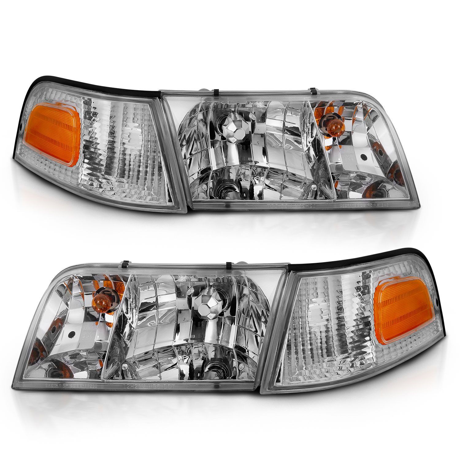 1998-2011 Ford Crown Victoria Anzo Crystal Headlight Chrome With Bumper Light (Oe) - 121556