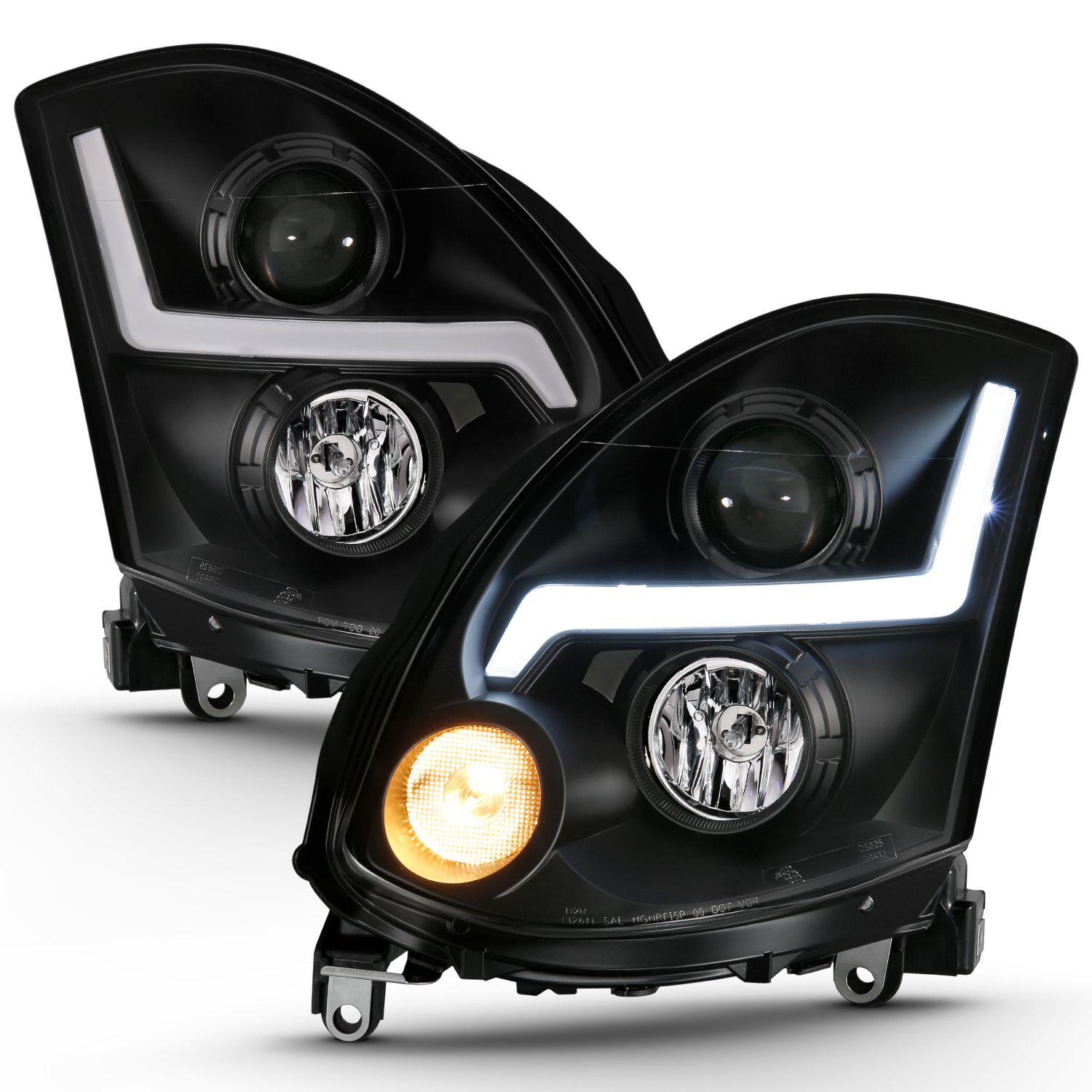 2003-2007 Infiniti G35 2DR Anzo Projector Headlight Plank Style Black (Hid Compatible)